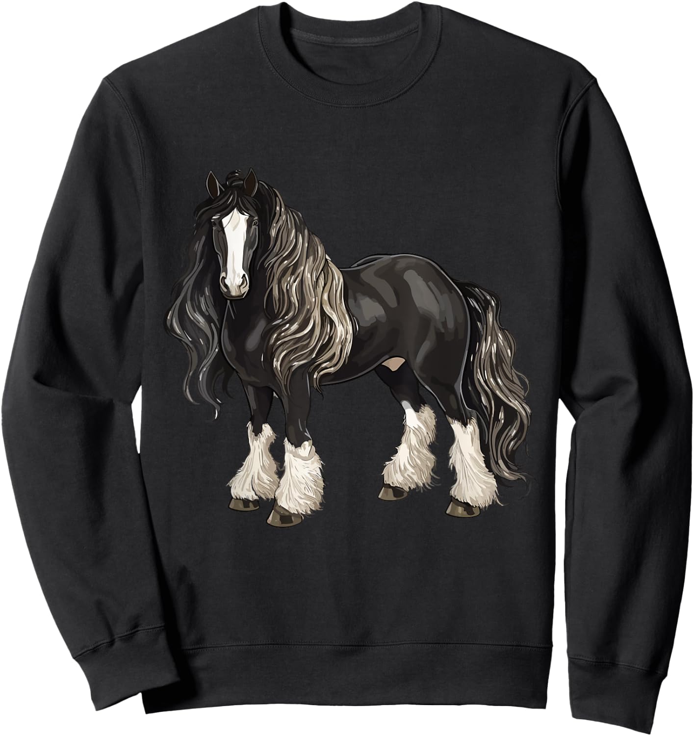 Black Gypsy Vanner Horse Lover Riding Equestrian Sweatshirt - Sweatshirt | Black