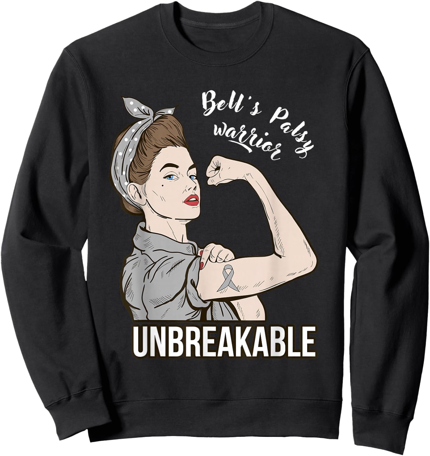 Bell's Palsy Awareness Warrior Unbreakable Support Sweatshirt - Sweatshirt | Black