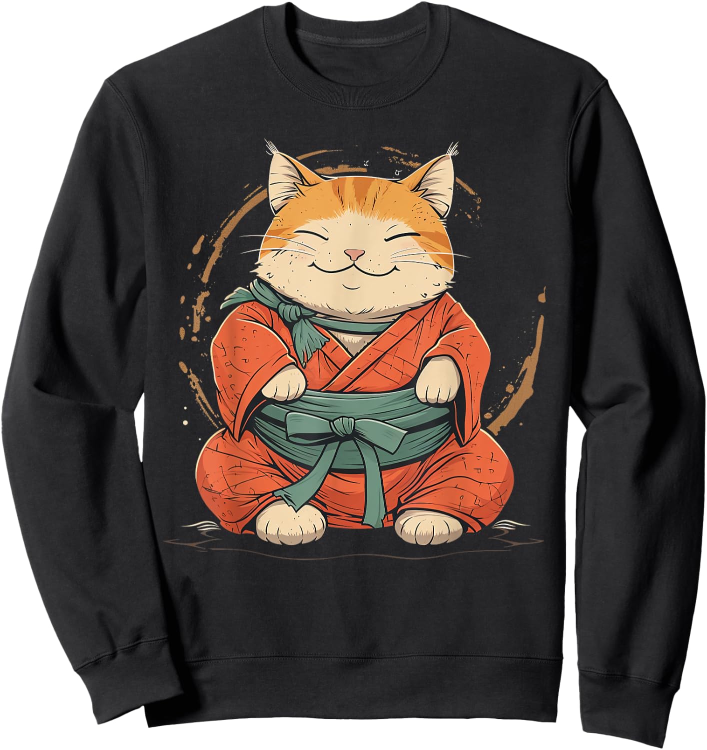 Sumo wrestler Cat on Sumo Wrestling Sweatshirt - Sweatshirt | Black