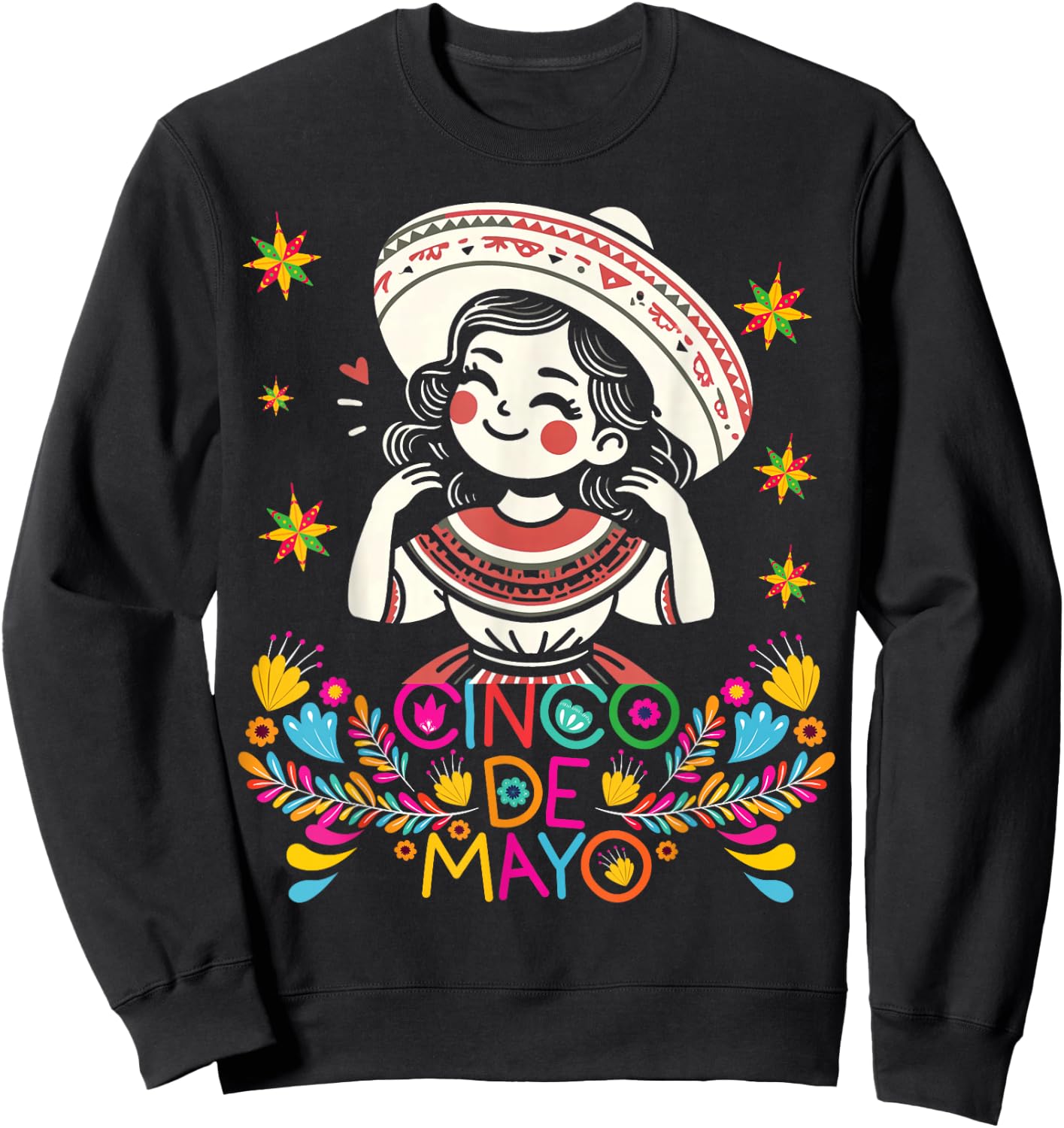 Cinco De Mayo Mexican Poncho 5 De Mayo Anime Cute Girl Sweatshirt - Sweatshirt | Black
