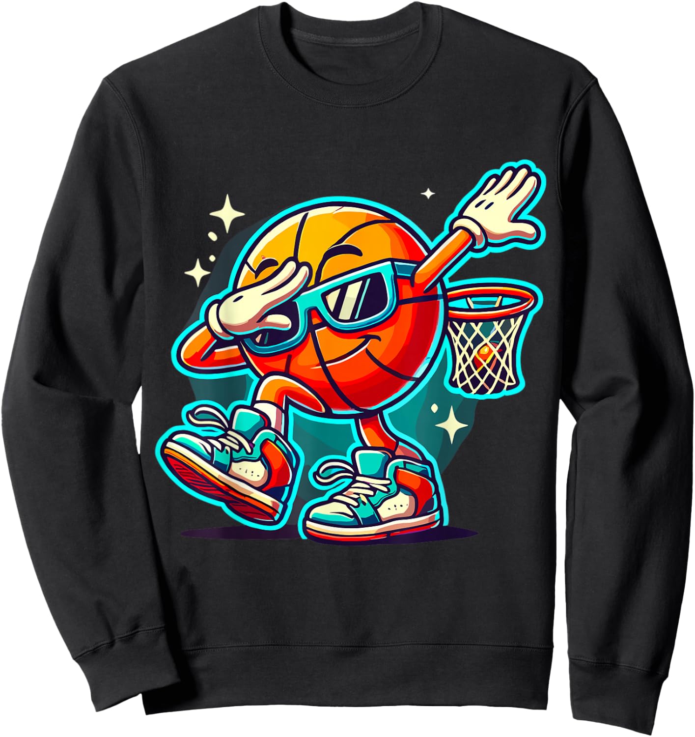 Dabbing Basketball with Sunglasses Sweatshirt - Sweatshirt | Black