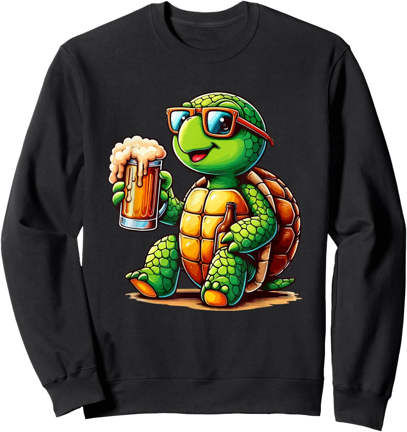 Turtle Drinking Beer Oktoberfest Holiday German Funny Party Sweatshirt - Sweatshirt | Black