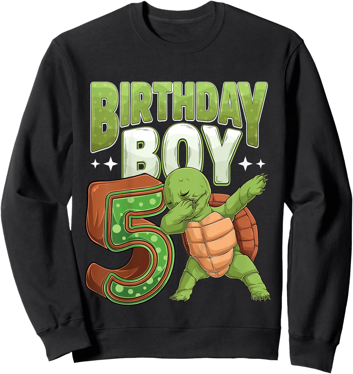 Kids 5 year old Turtle animal lovers 5th Birthday Boy Sweatshirt - Sweatshirt | Black