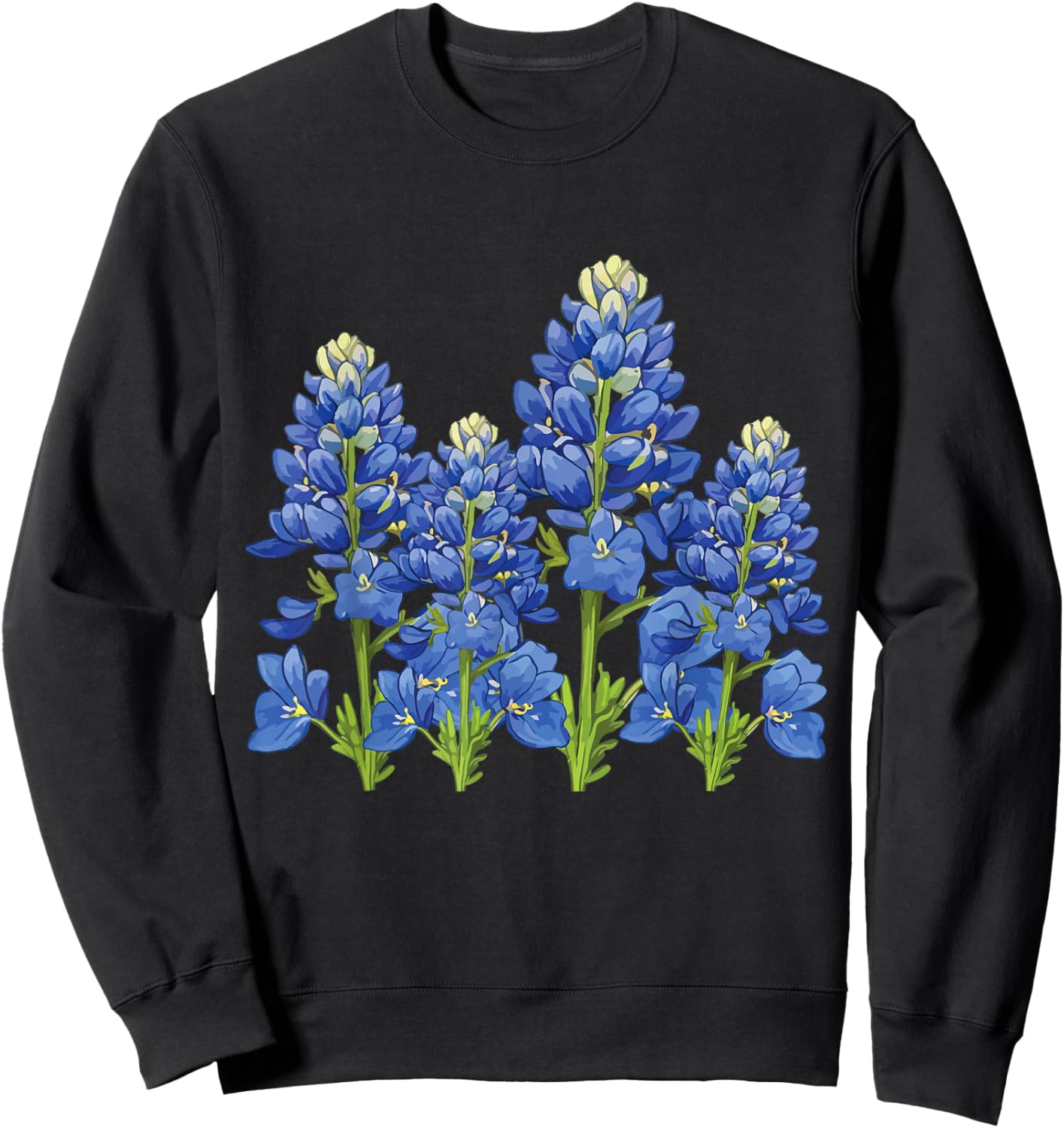 Bluebonnet Texas Spring Flower Fields Texas Wildflower Bloom Sweatshirt - Sweatshirt | Black