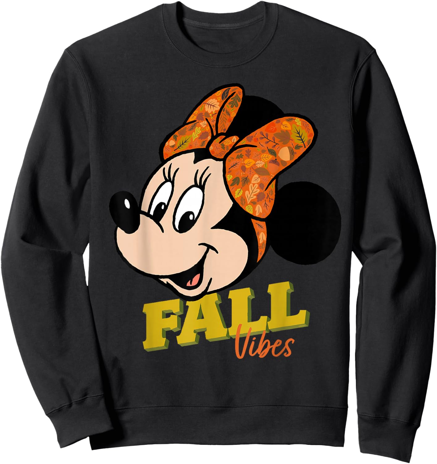 Disney Minnie Mouse Fall Vibes Autumn Leaves Sweatshirt - Sweatshirt | Black