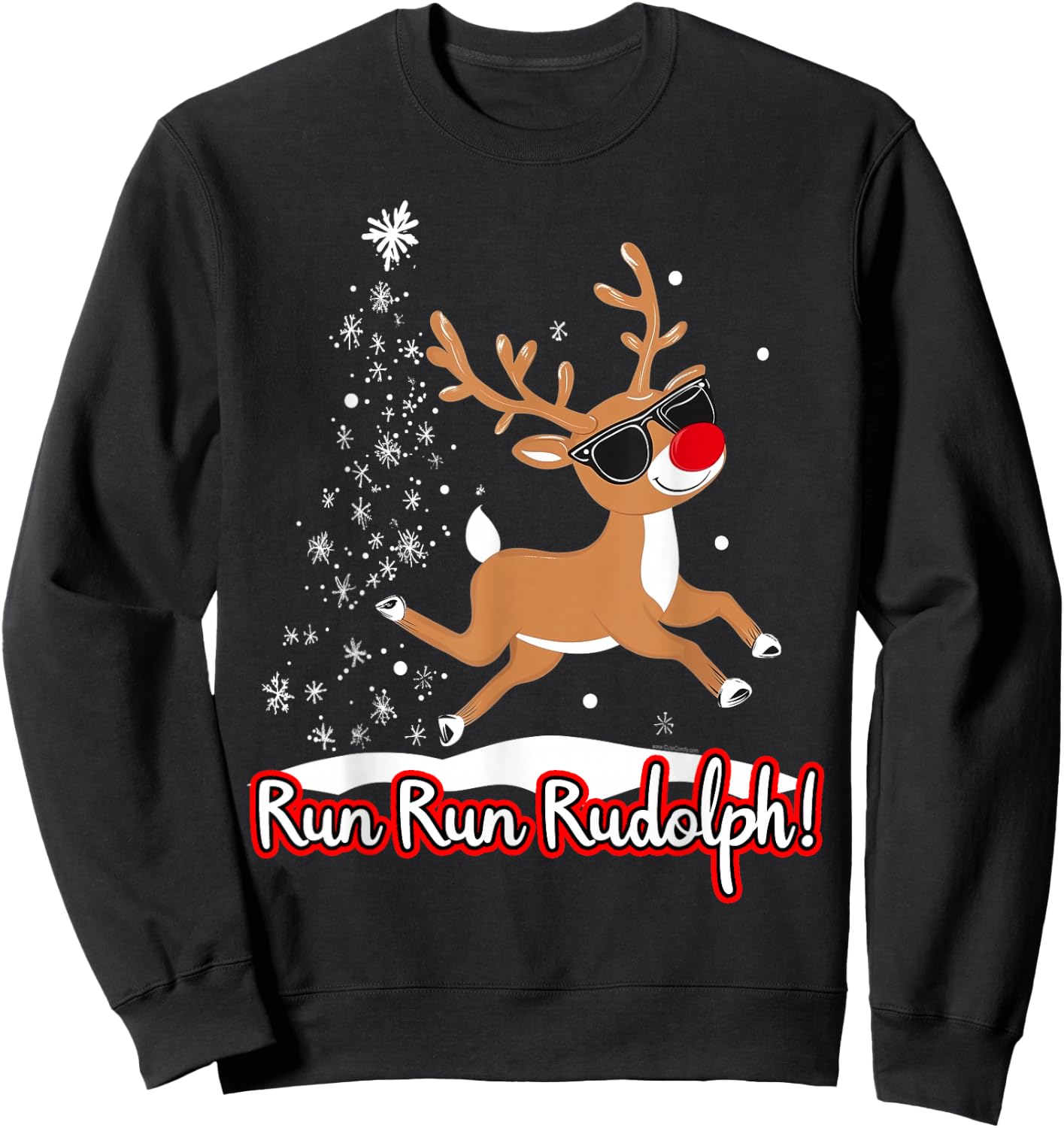Run Rudolph Funny Cute Reindeer Runner Christmas Running Sweatshirt - Sweatshirt | Black