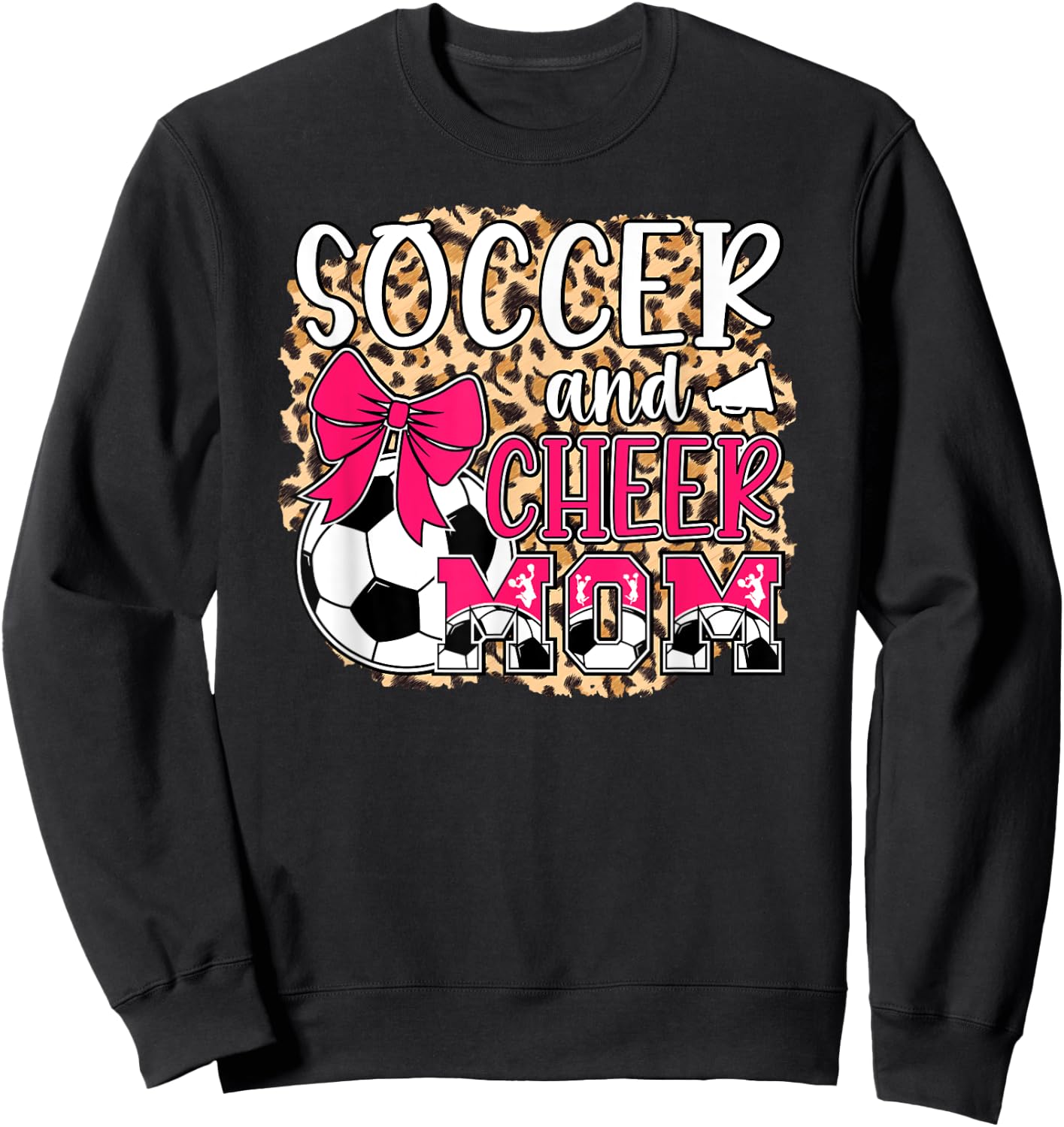 Soccer And Cheer Mom Leopard Cheerleader & Soccer Player Mom Sweatshirt - Sweatshirt | Black