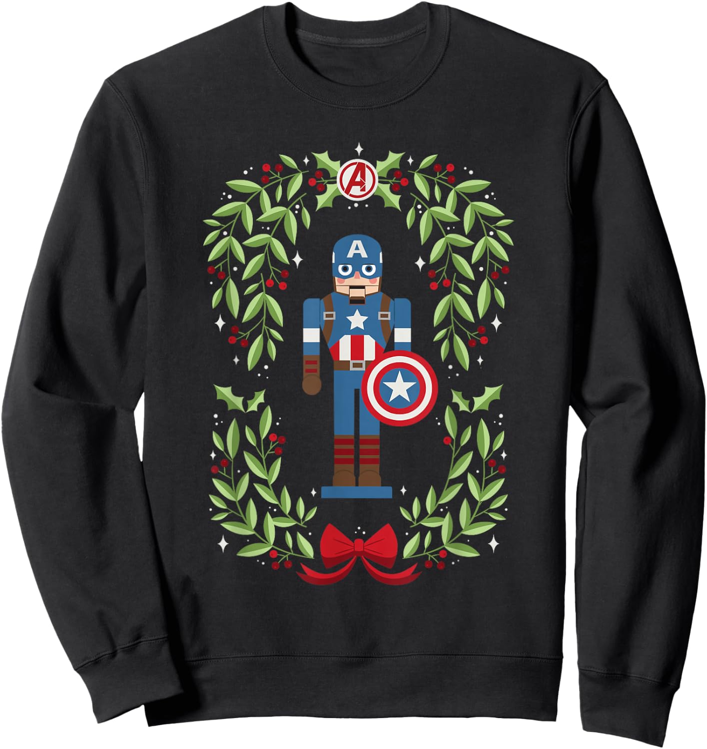 Marvel Holiday Christmas Avengers Captain America Nutcracker Sweatshirt - Sweatshirt | Black