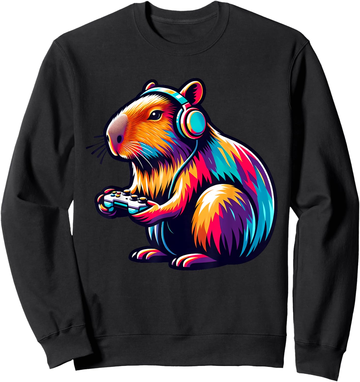 Capybara Rodent & Video Games Controller Boys Girls Kids Sweatshirt - Sweatshirt | Black