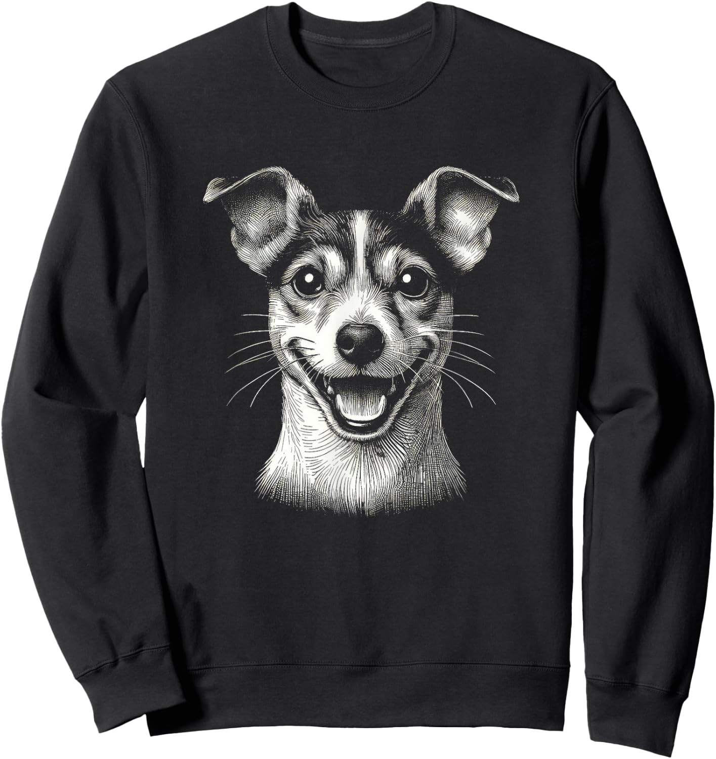 Rat Terrier Dog Face Art Design And Men Sweatshirt - Sweatshirt | Black