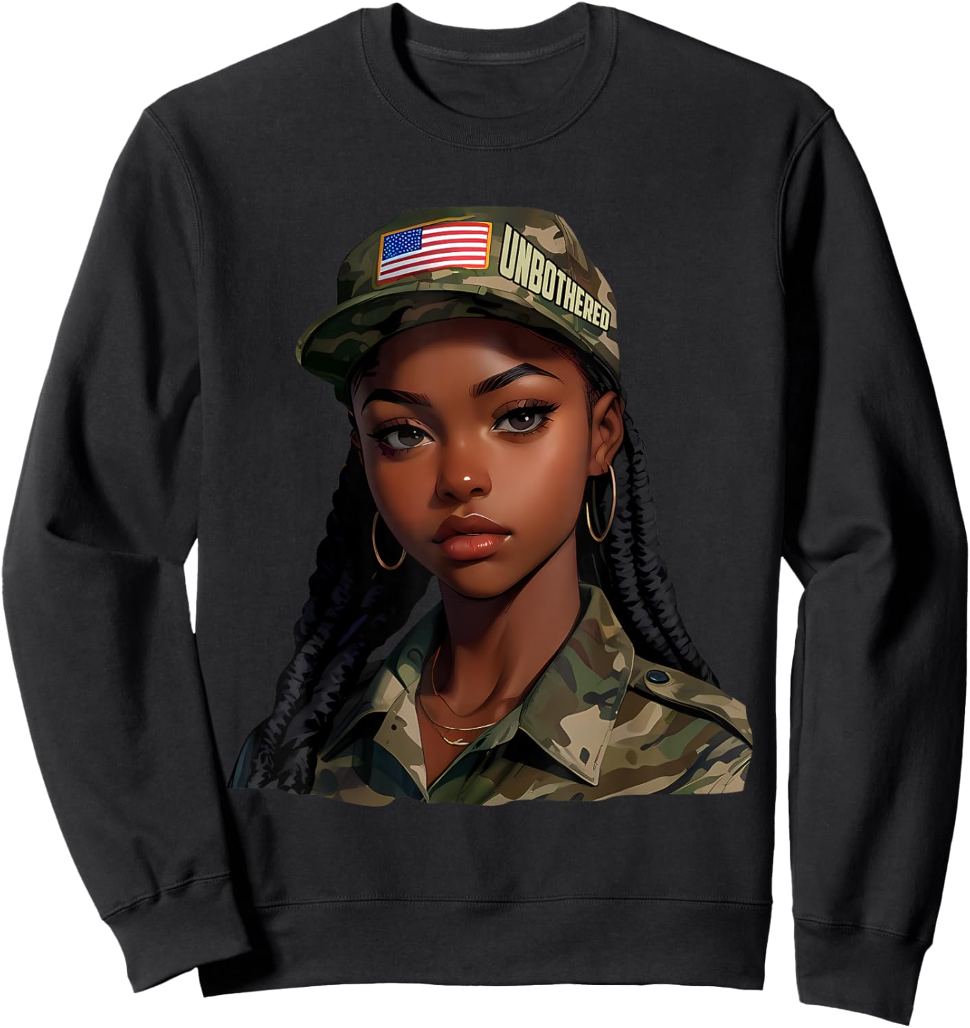 Melanin Unbothered Black Woman Locs Camo Black History Month Sweatshirt - Sweatshirt | Black