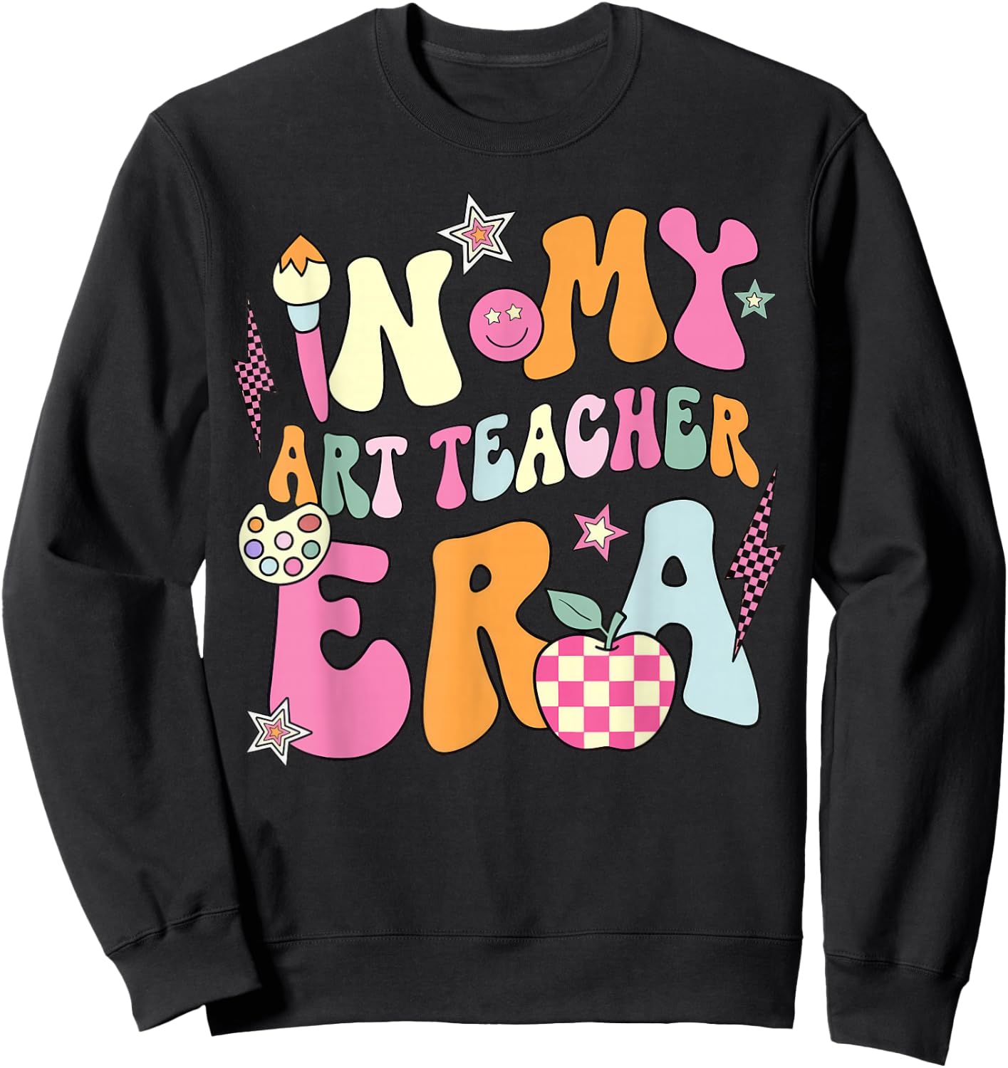 Retro Groovy In My Art Teacher Era Back To School Sweatshirt - Sweatshirt | Black