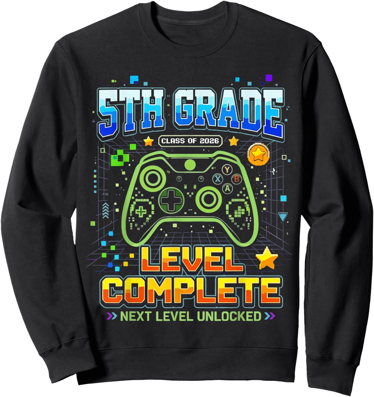 Gaming Graduation Shirt, 5th Grade Level Complete Sweatshirt - Sweatshirt | Black