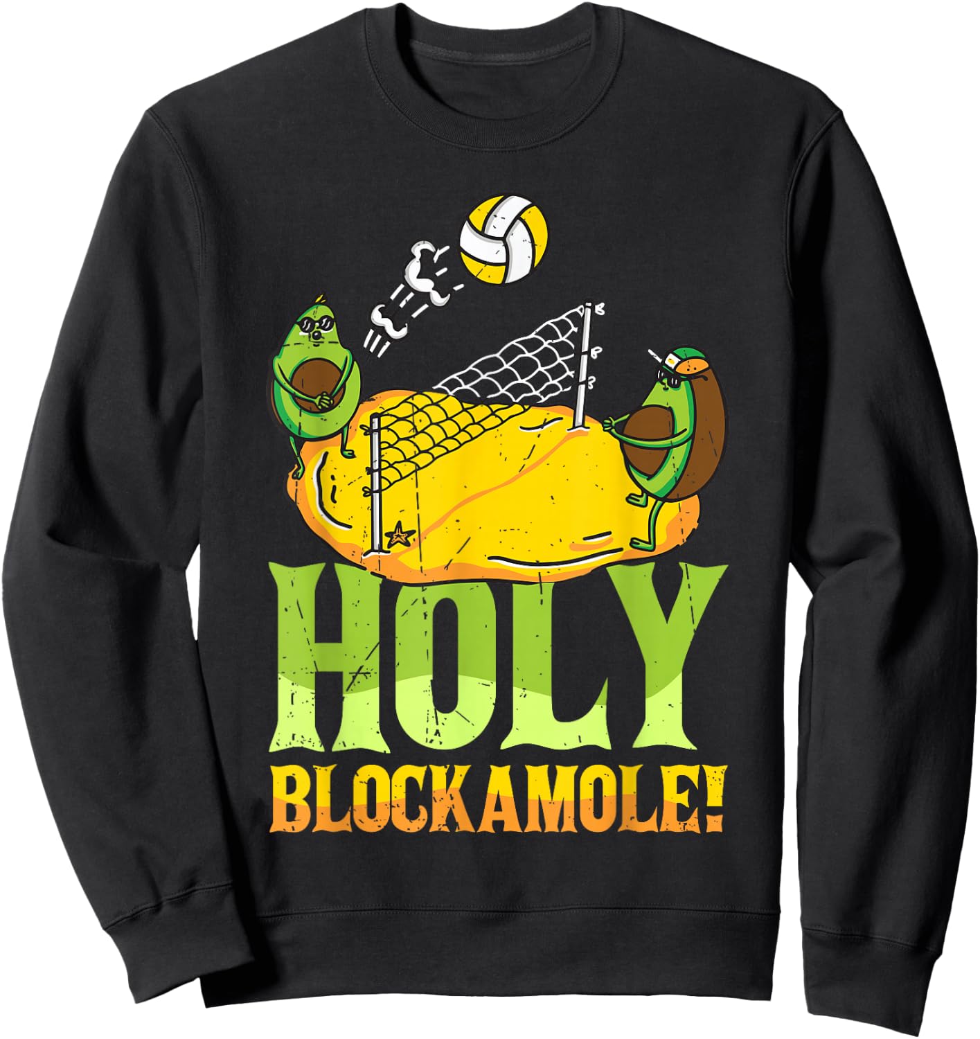 Holy Blockamole Volleyball Match Block Avocado Women Sweatshirt - Sweatshirt | Black