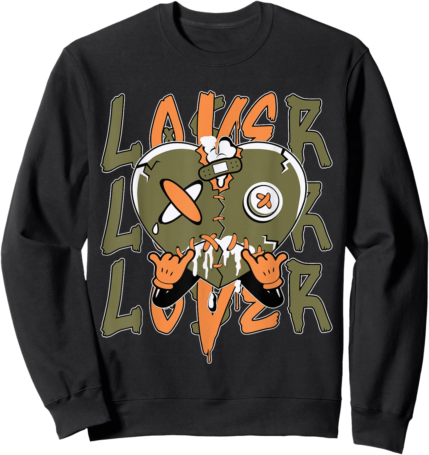 Loser Lover Drip Heart Olive Green 5s Matching Women Sweatshirt - Sweatshirt | Black
