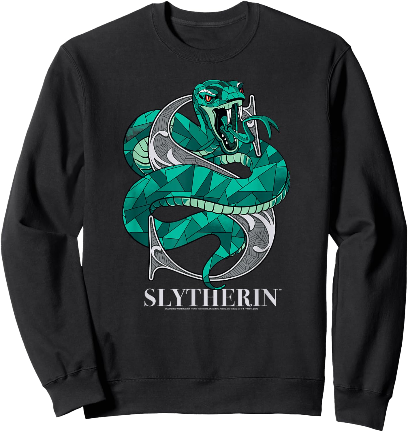 Harry Potter Mosaic Slytherin with Snake Sweatshirt - Sweatshirt | Black