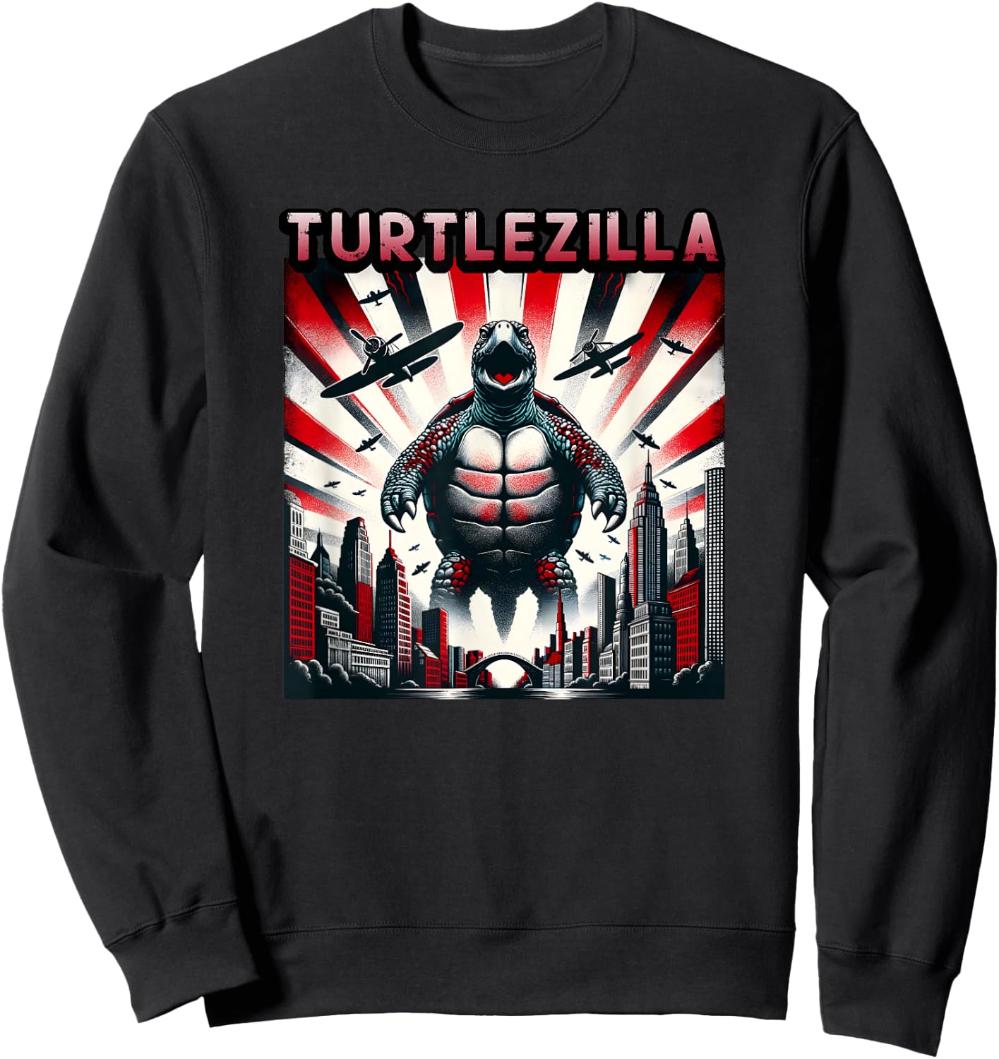 Turtlezilla Turtle Anime Poster Monster Sweatshirt - Sweatshirt | Black