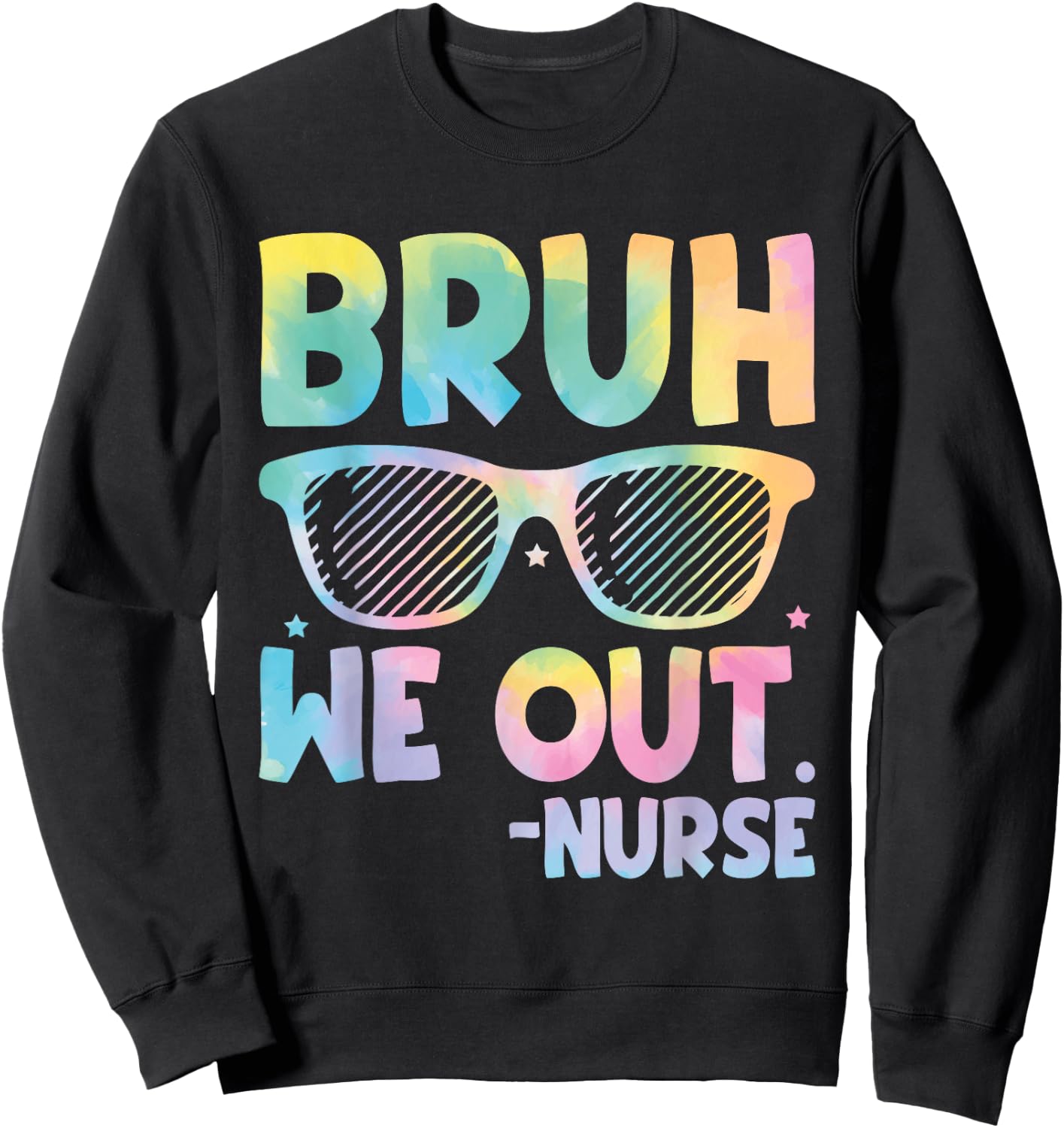 Bruh We Out Nurse End Of School Year Teacher Summer Retro Men Women Kids Sweatshirt - Sweatshirt | Black