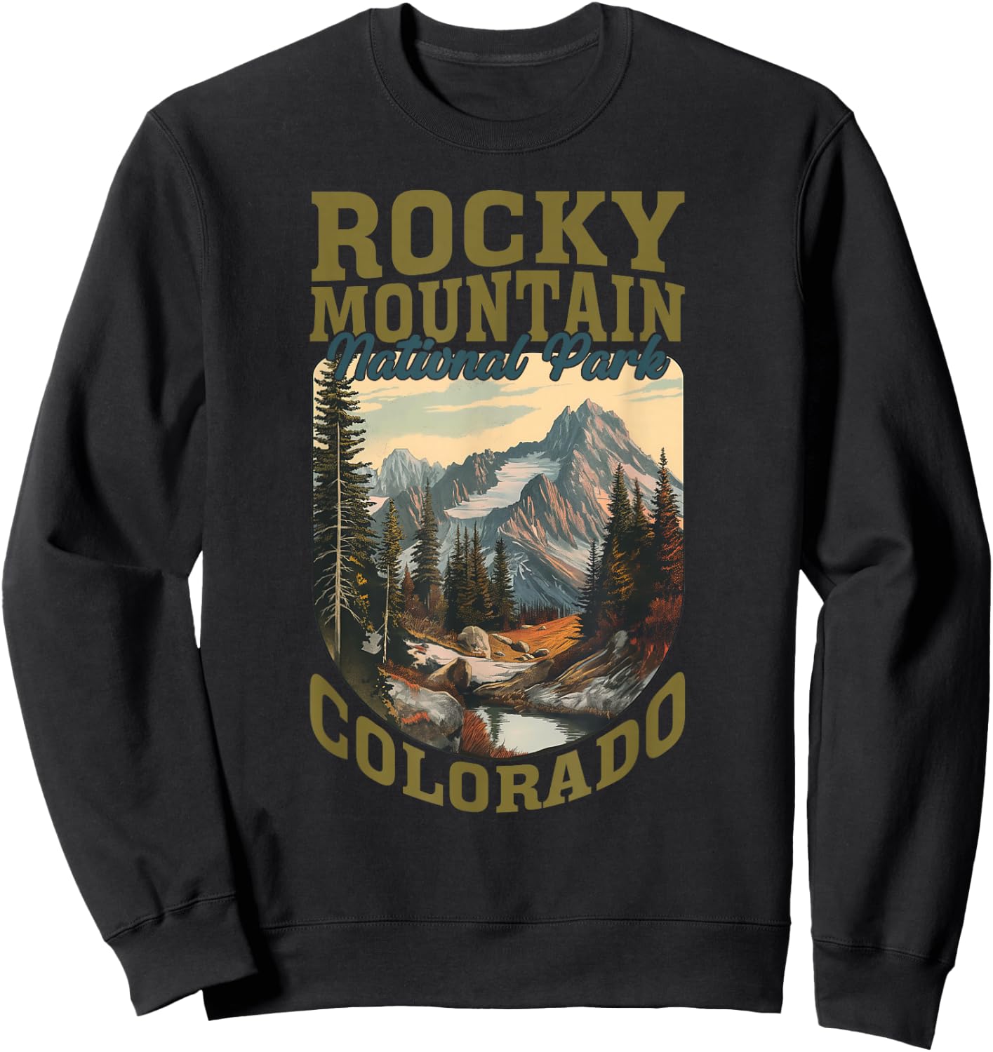 U.S. National Parks Vintage Travel Souvenir -Adults, -Kids Black Small Retro National Park Sweatshirt - Sweatshirt | Black
