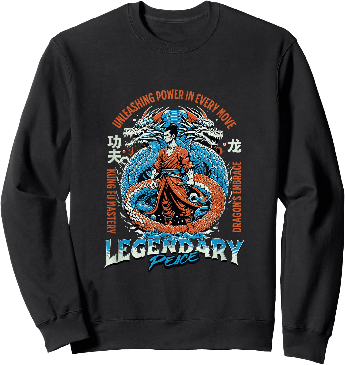Kungfu Karate Chinese Martial Arts Dragon Warrior Positivity Sweatshirt - Sweatshirt | Black