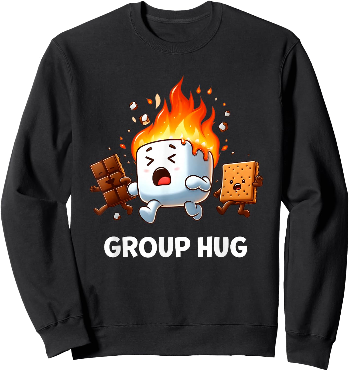 Kids Camping Shirt Group Hug Smores Marshmallow Men Women Sweatshirt - Sweatshirt | Black