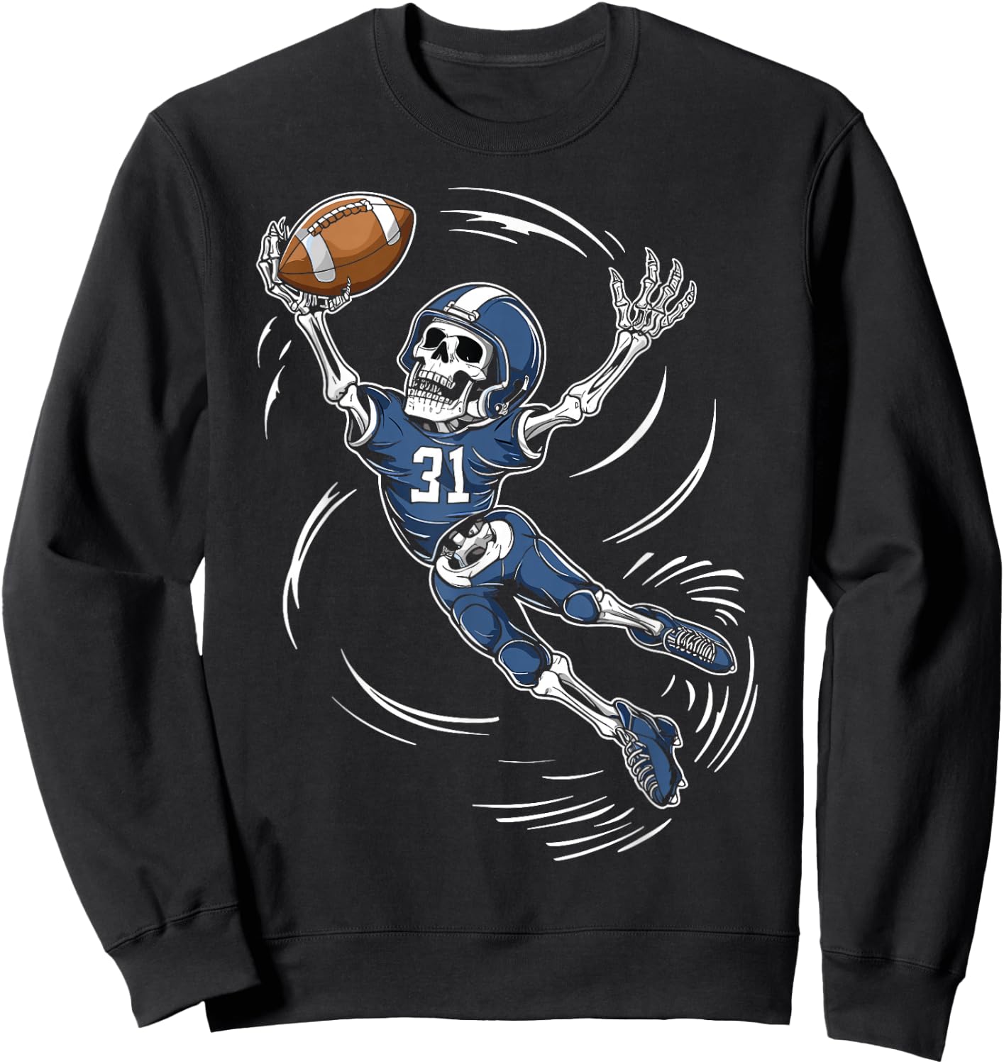 American Football Skeleton Halloween Men Boys Football Fan Sweatshirt - Sweatshirt | Black