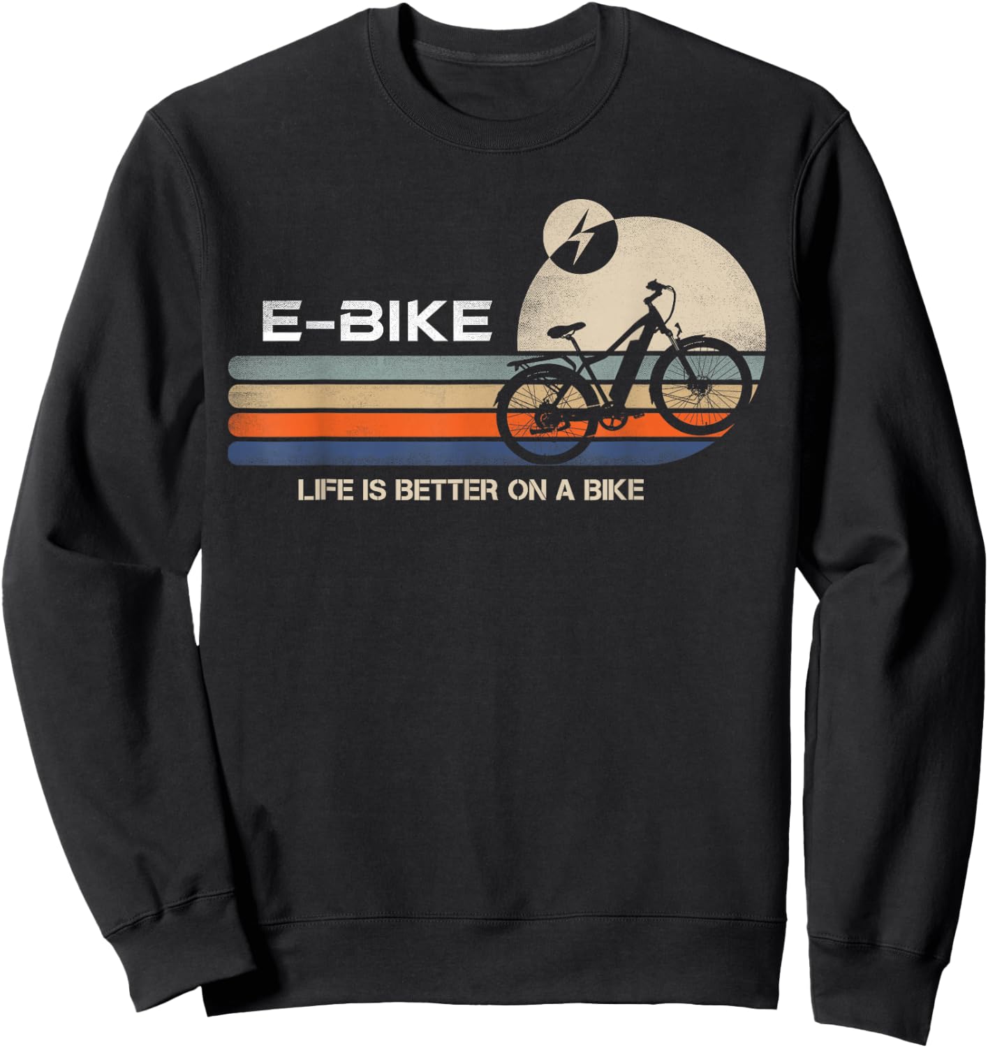 E-BIKE Retro Electric Bicycle Vintage Cycling Life is better Sweatshirt - Sweatshirt | Black