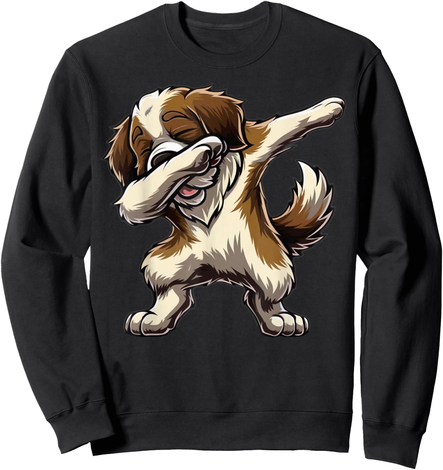 Dabbing Saint Bernard Dab Dance Dog Lover Gifts Men Women Sweatshirt - Sweatshirt | Black