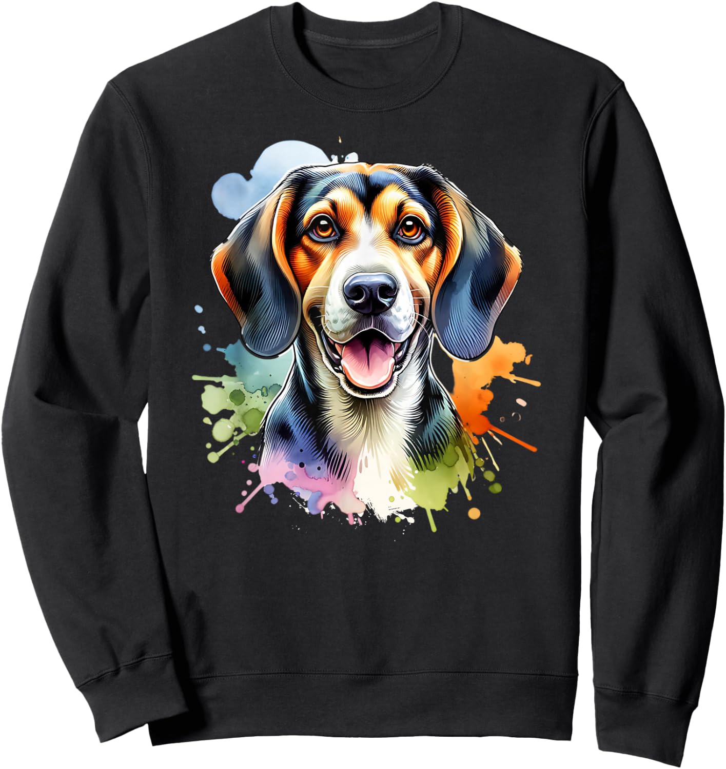 Treeing Walker Coonhound Dog Watercolor Artwork Sweatshirt - Sweatshirt | Black