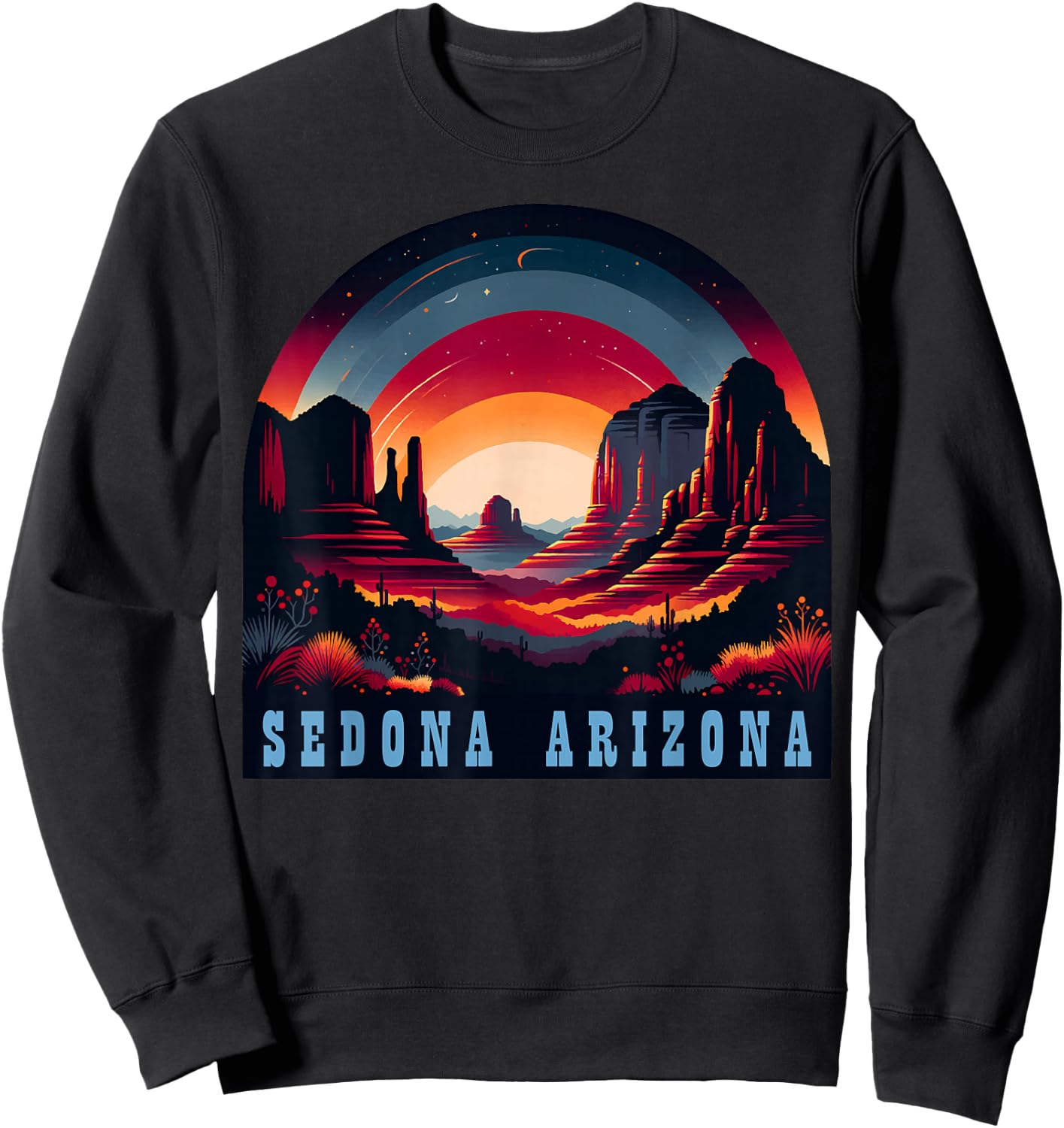 Sedona AZ Hiking Outdoors Mountain Sedona USA Retro Vintage Sweatshirt - Sweatshirt | Black