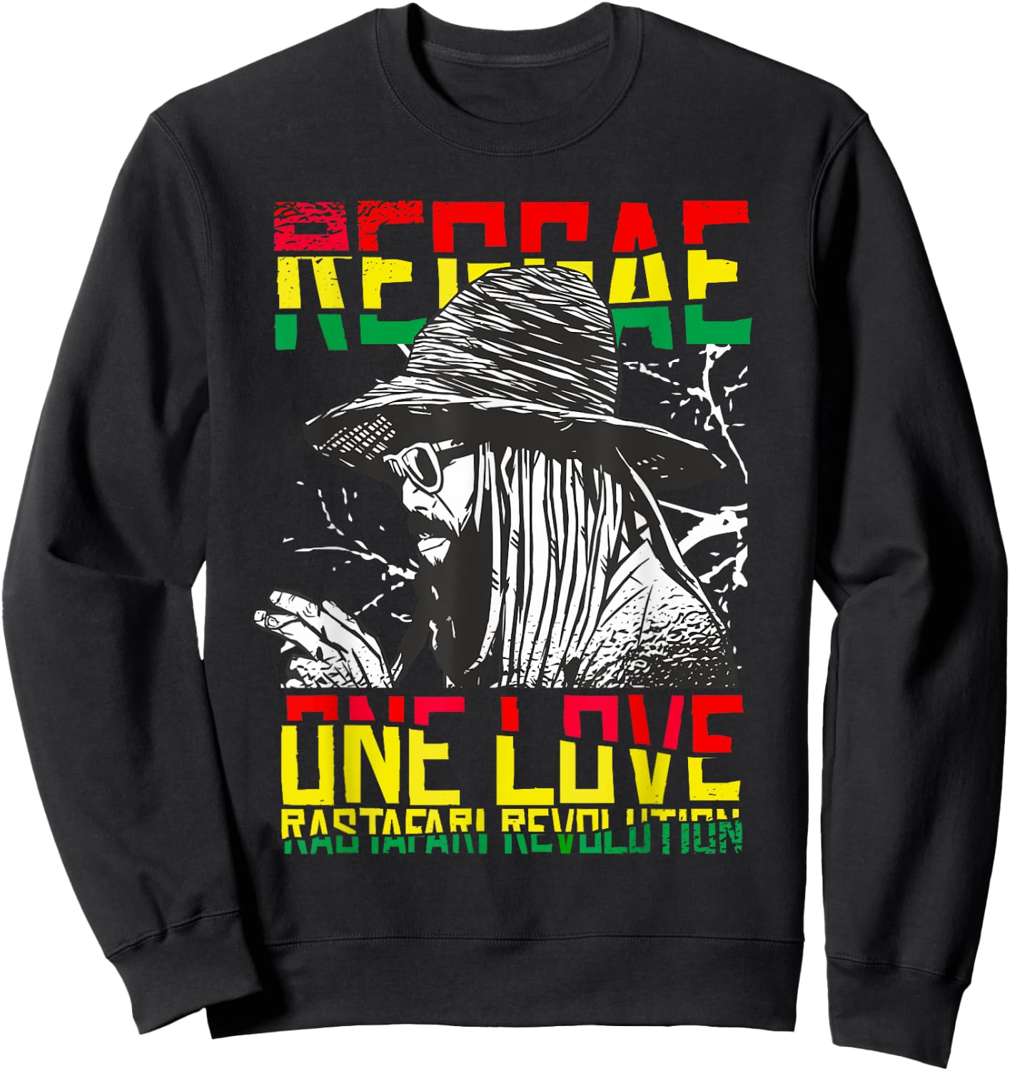 Rasta Man Rastafari Reggae music style lovers Jamaica Sweatshirt - Sweatshirt | Black