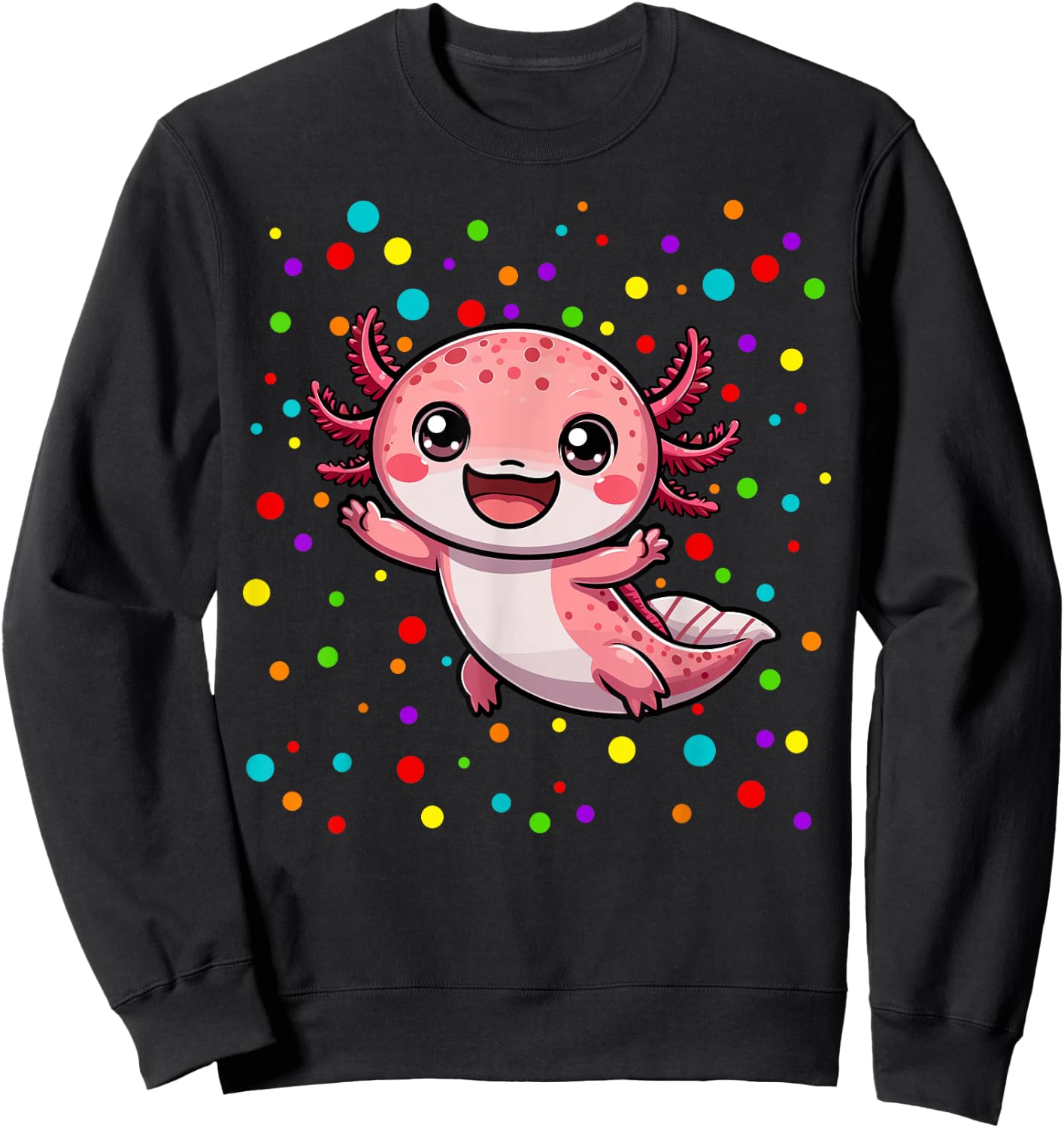 Funny Axolotl Lovers Polka Dot Happy Dot Day Girls Boys Kids Sweatshirt - Sweatshirt | Black