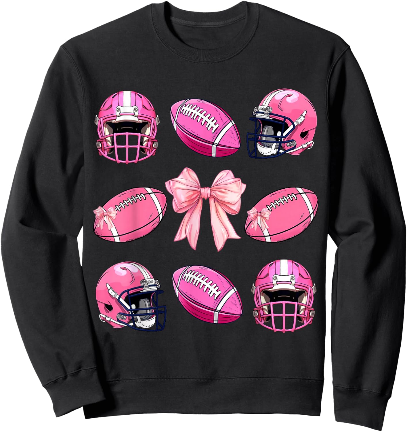 Cute Pink football coquette bow shirt Esthetics Women Girl Sweatshirt - Sweatshirt | Black