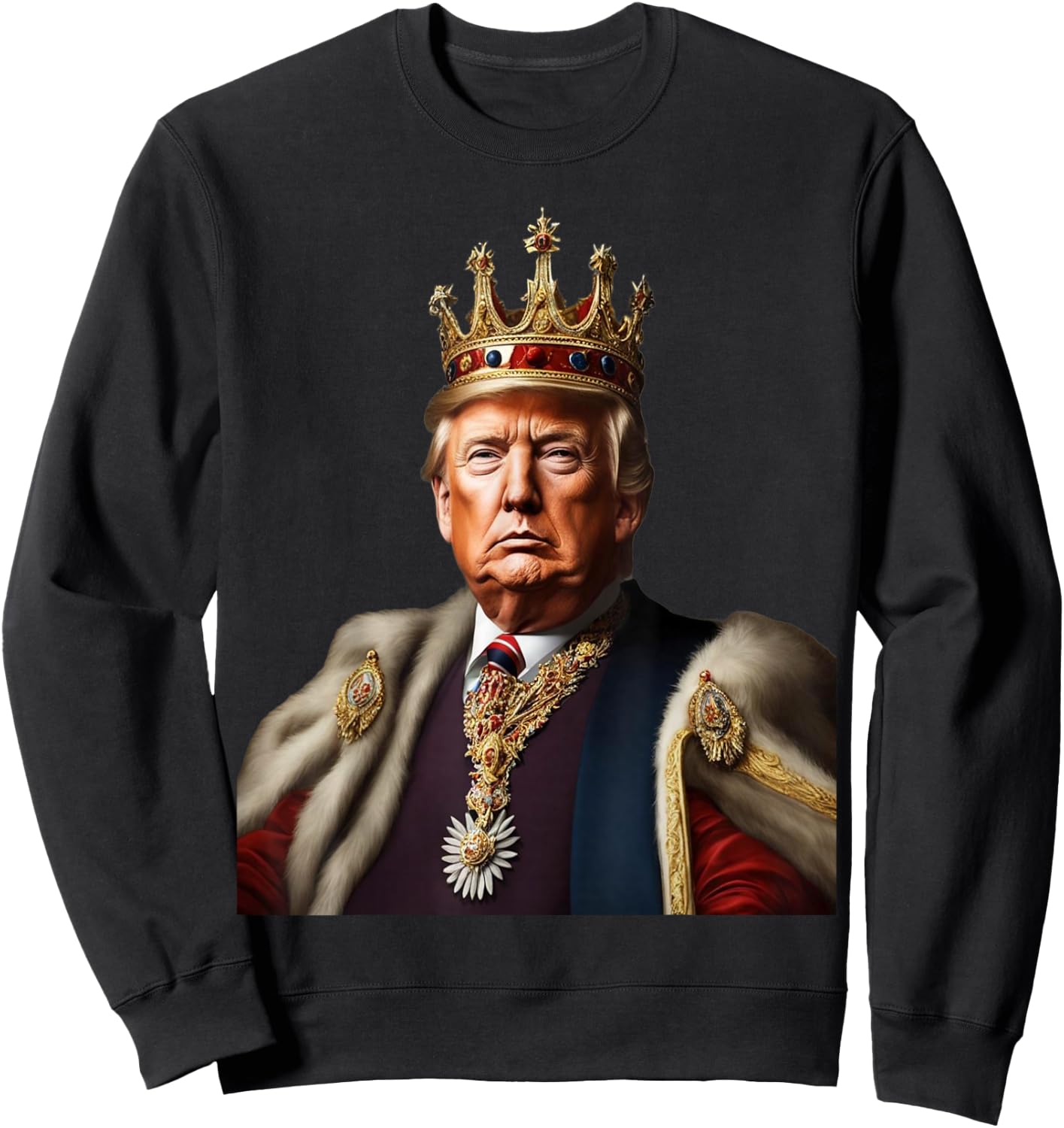 TRUMP IS KING Long Live the King American Flag Patriotic Women Men Sweatshirt - Sweatshirt | Black
