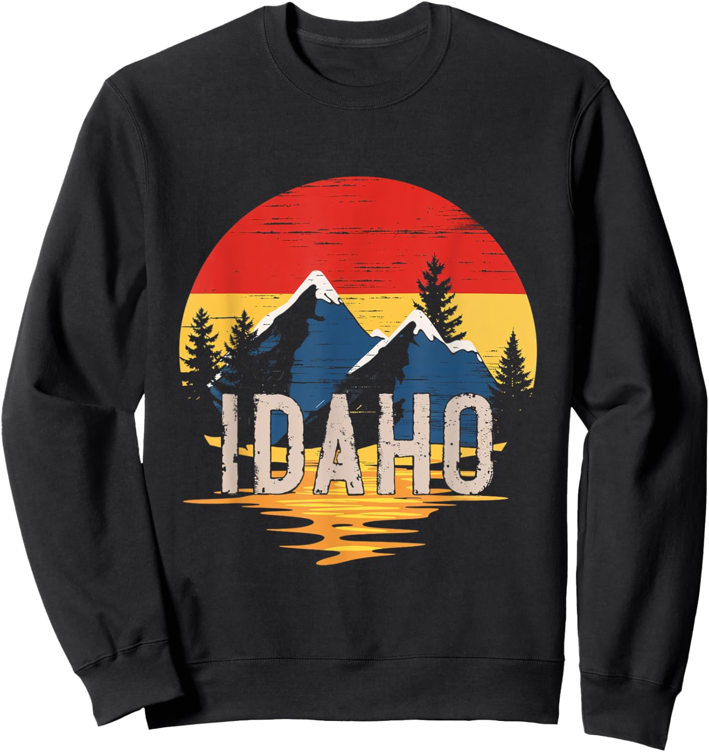Idaho Mountain Sunset Idaho Outdoors Retro Sweatshirt - Sweatshirt | Black