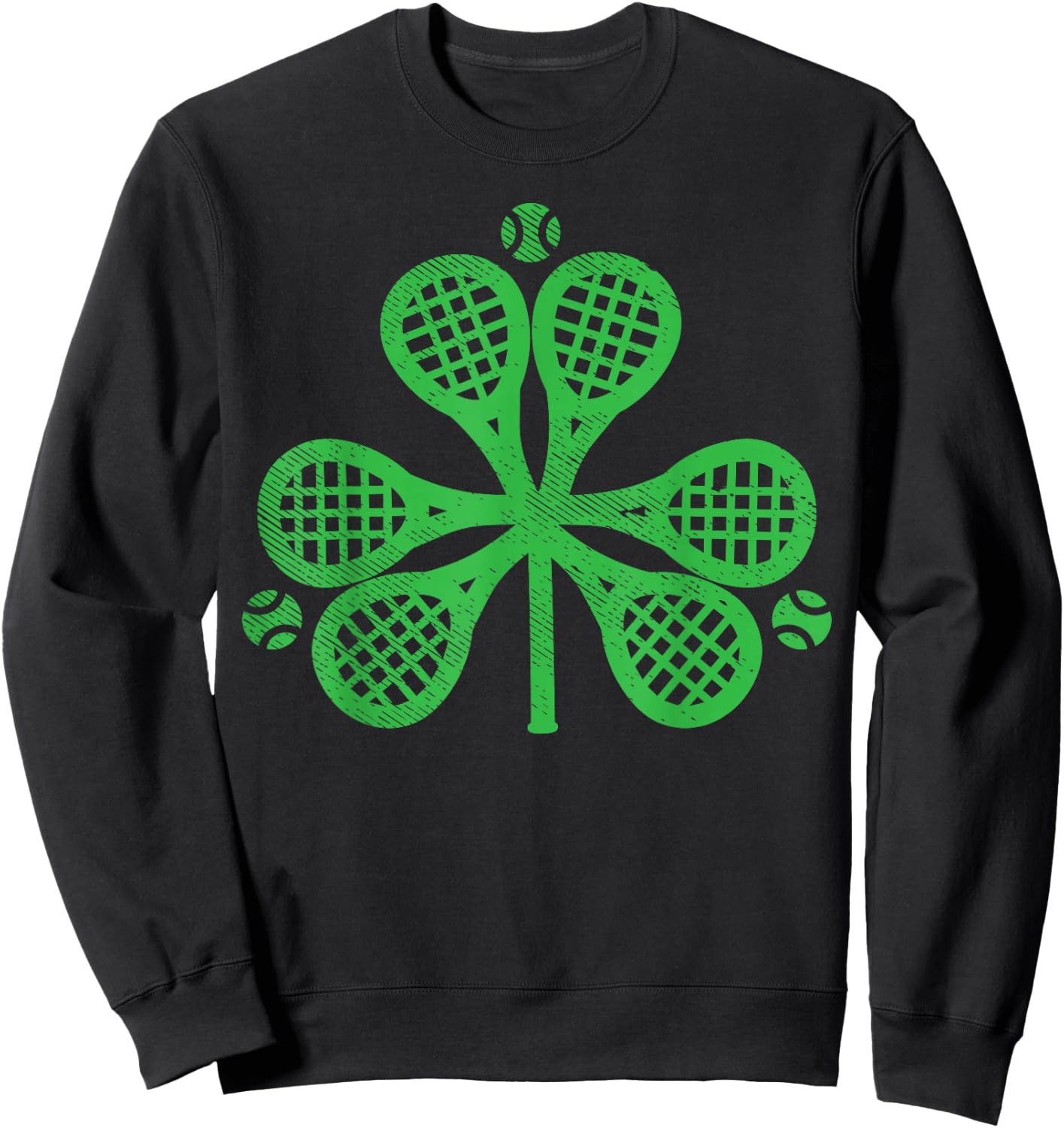 Tennis Shamrock Clover St Patricks Day Player Coach Gift Sweatshirt - Sweatshirt | Black