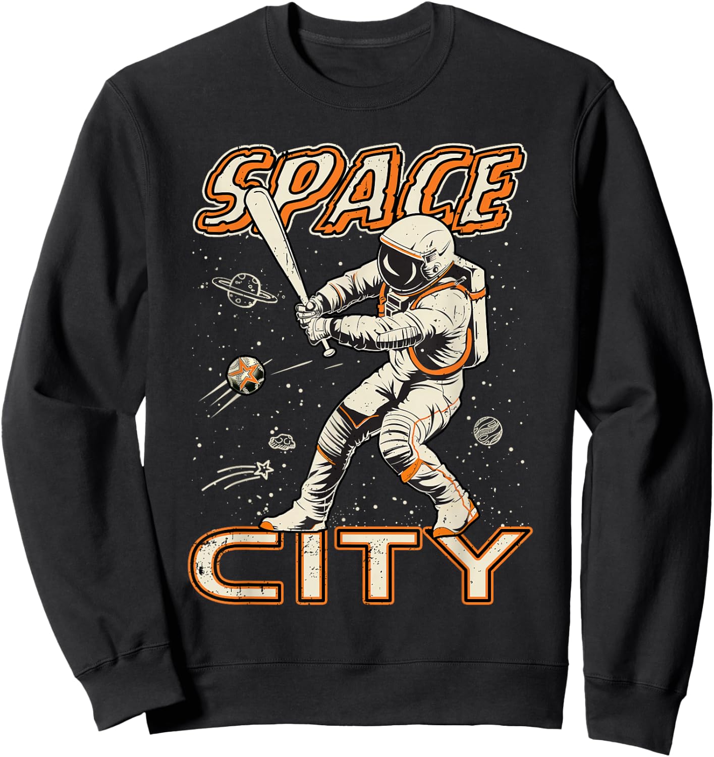 Graphic Houston Last Name Pride Vintage Costume Space City Sweatshirt - Sweatshirt | Black