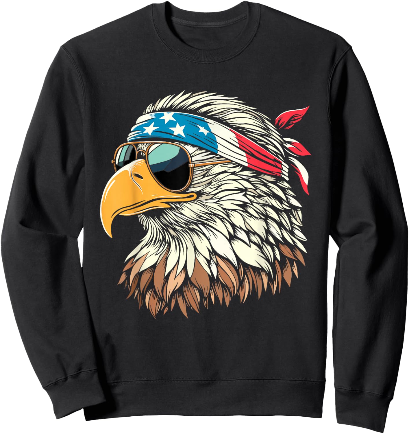 Bald Eagle 4th of July USA American Flag Patriotic Men Women Sweatshirt - Sweatshirt | Black