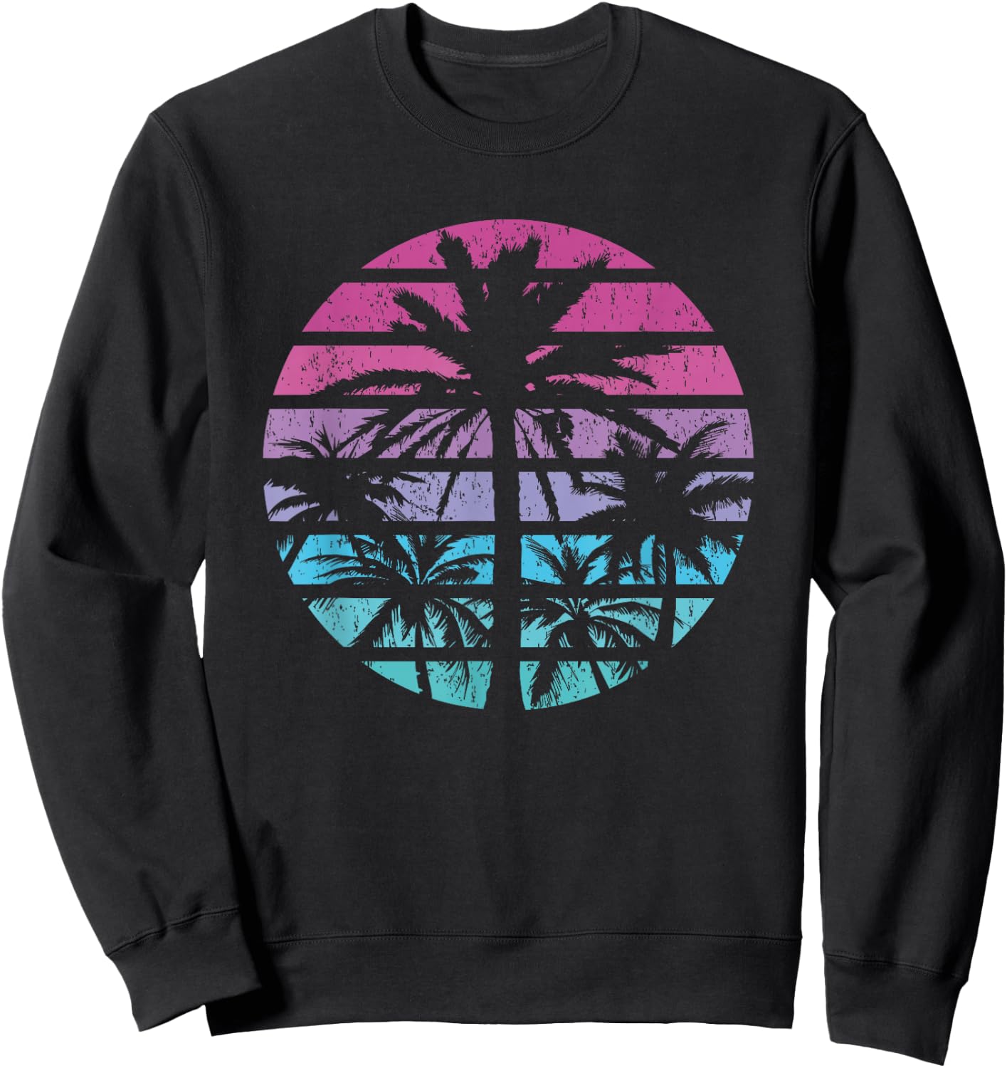 Palm Tree Retro Sunset Summer Beach Vintage Tropical Graphic Sweatshirt - Sweatshirt | Black