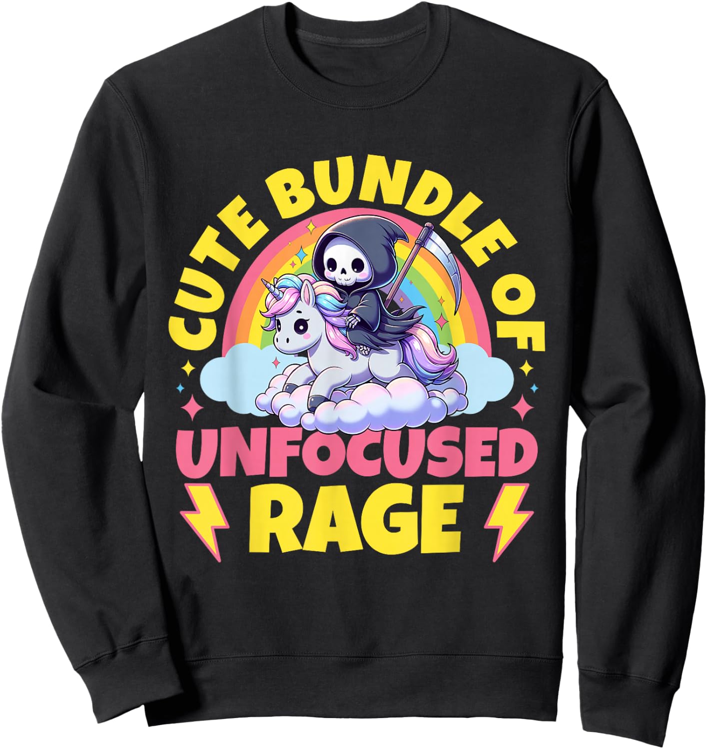 Cute Bundle Of Unfocused Rage Goth Mystical Gothic Unicorn Sweatshirt - Sweatshirt | Black
