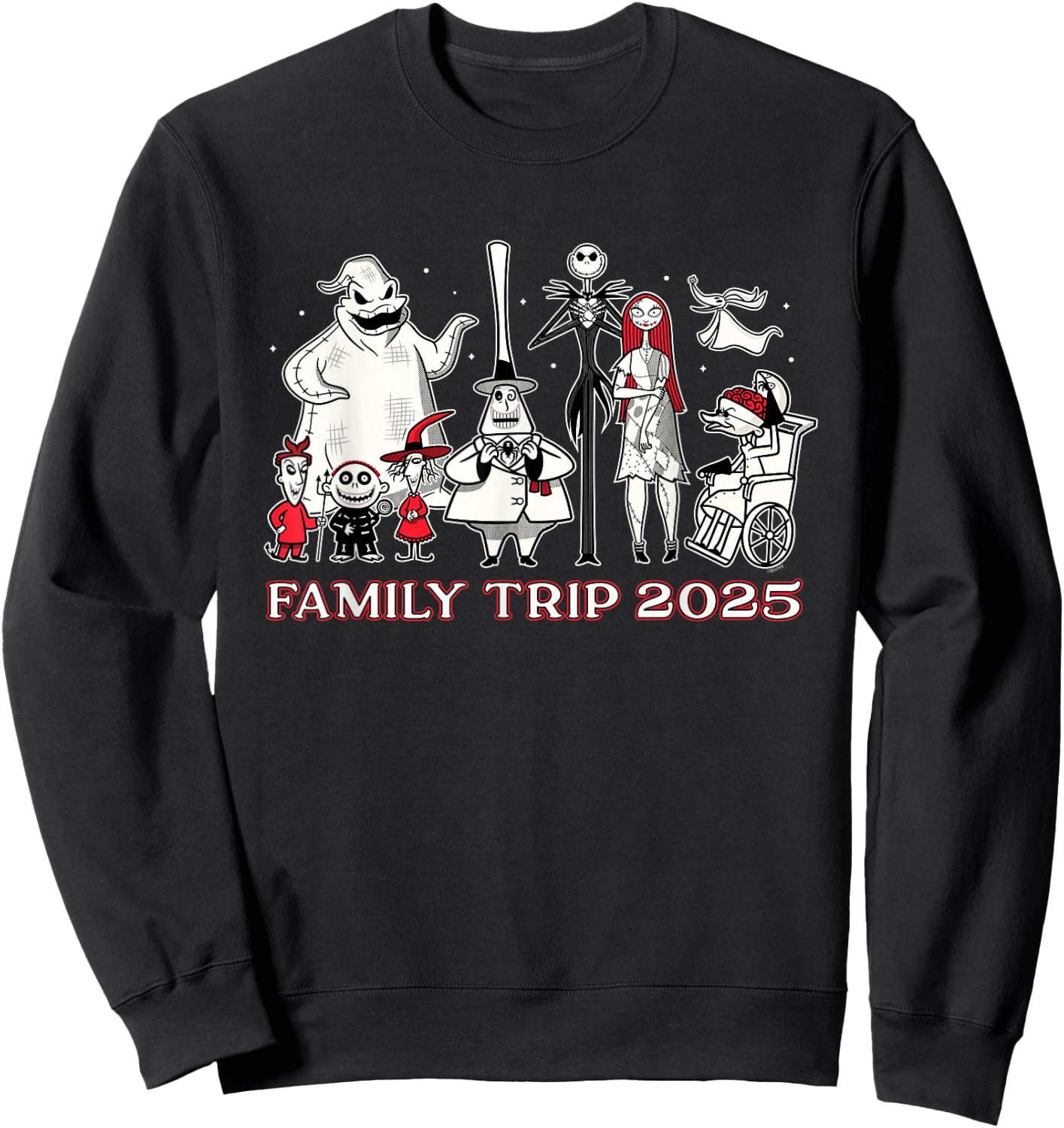 Disney The Nightmare Before Christmas B&W&R Family Trip 2025 Sweatshirt - Sweatshirt | Black