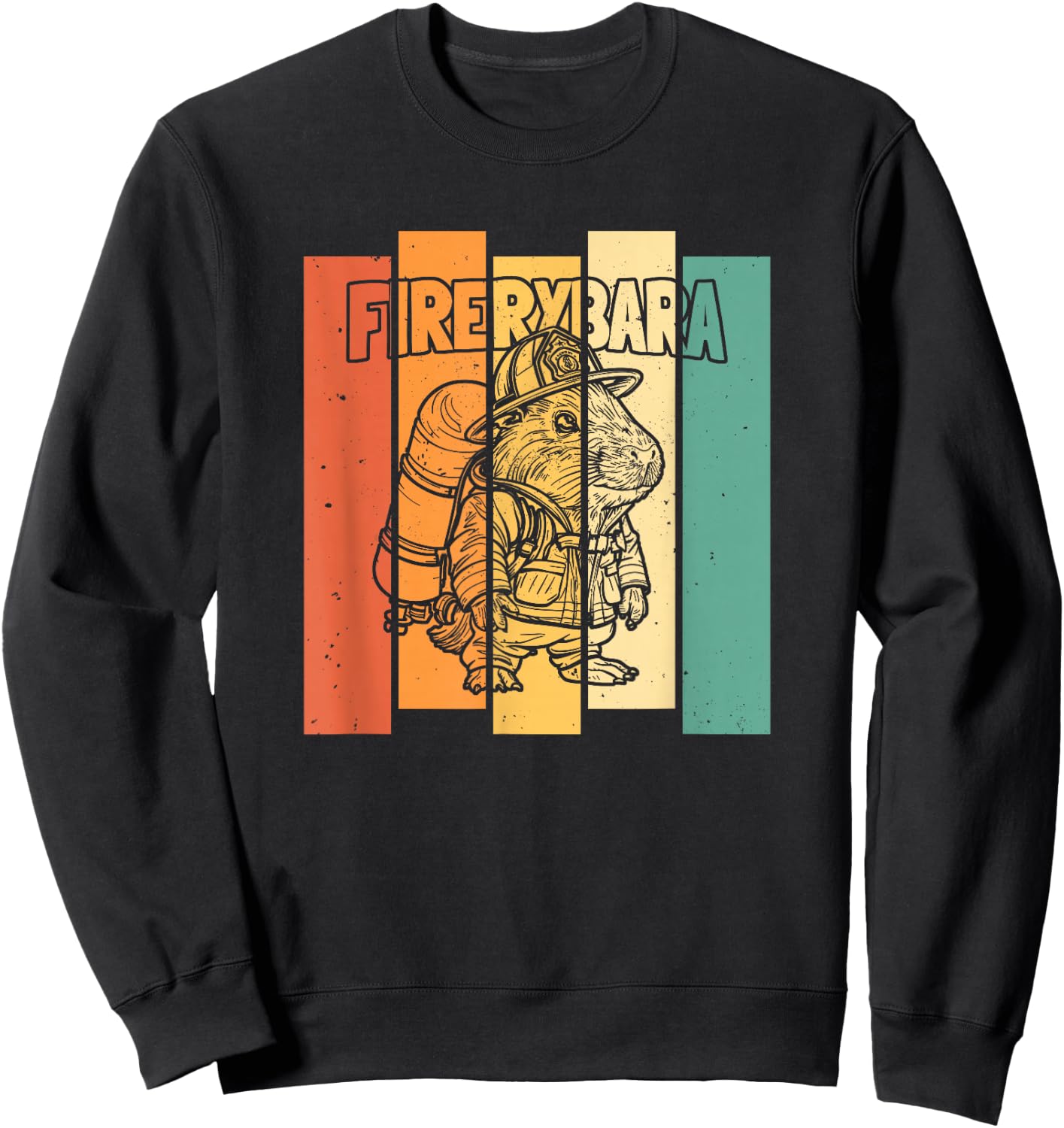 Firerybara - Fire Fireman Thin Red Line Firefighter Capybara Sweatshirt - Sweatshirt | Black