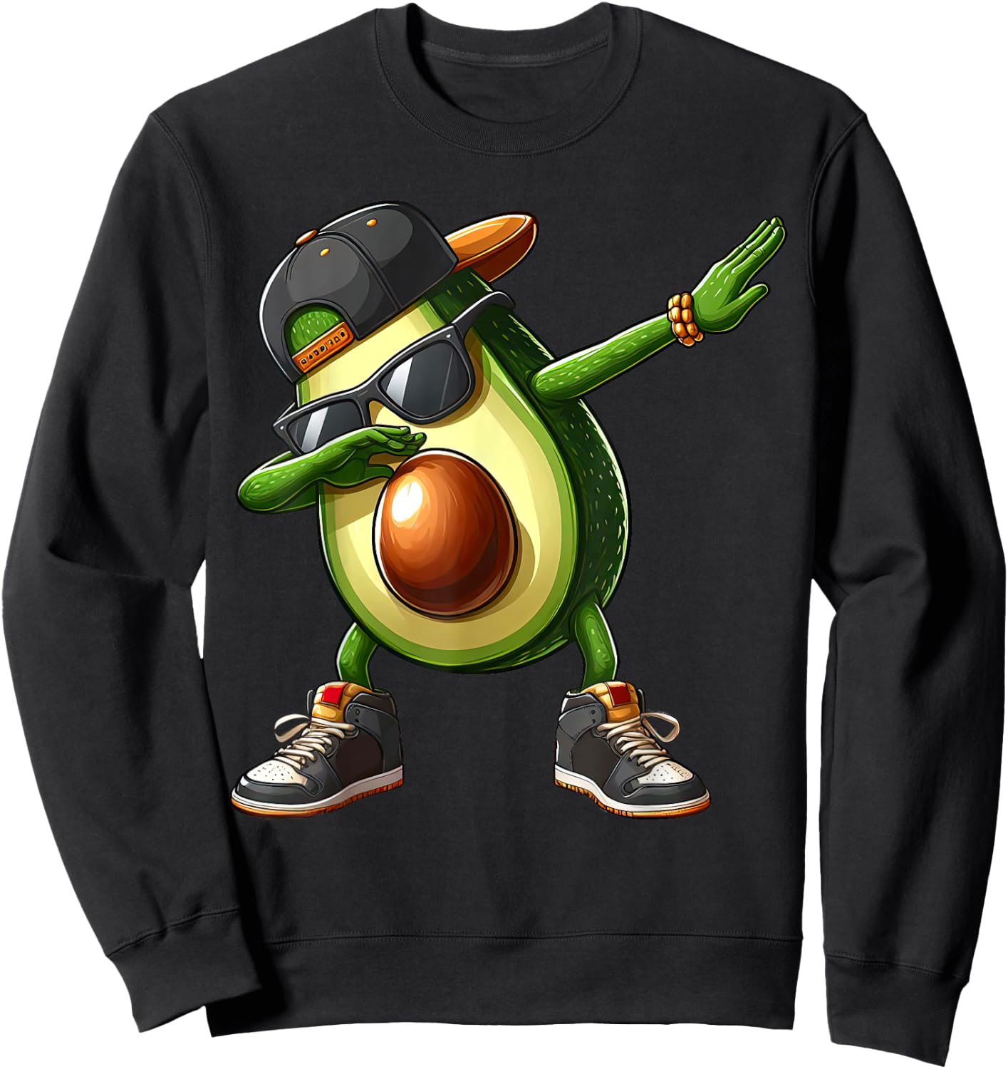 Dabbing Avocado Funny Avocado Dab Dance Boys Girls Kids Sweatshirt - Sweatshirt | Black