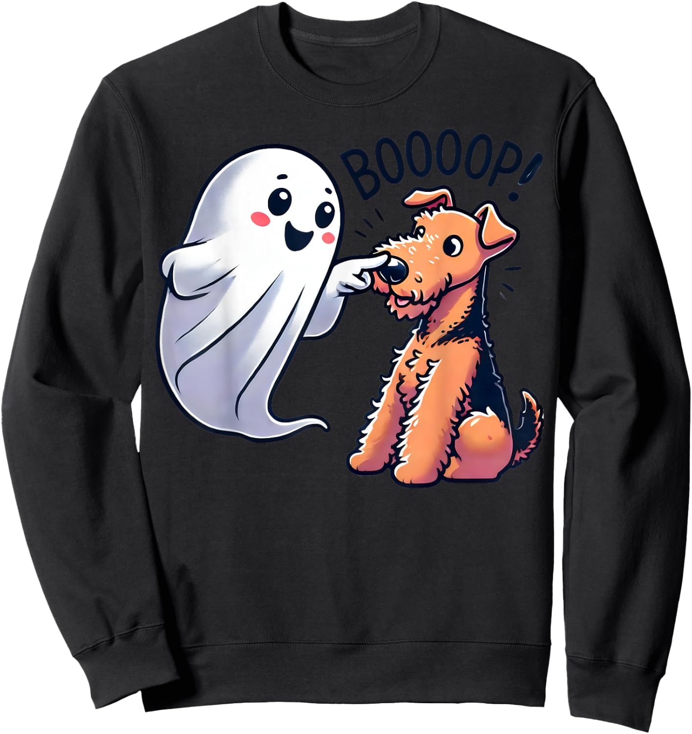 Funny Halloween Ghost Airedale Terrier Boop Lazy Costume Sweatshirt - Sweatshirt | Black