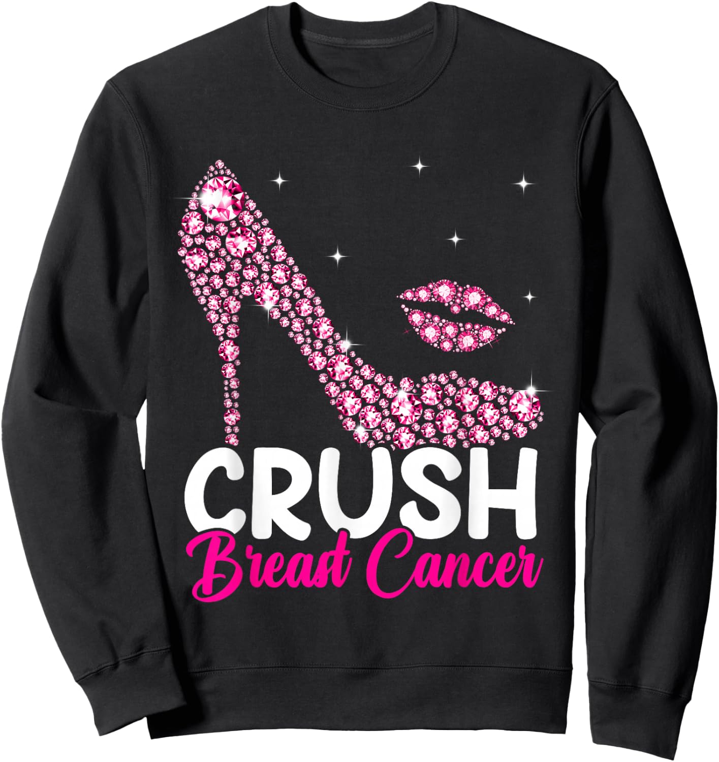 Crush Breast Cancer Awareness High Heel Pink Ribbon Women Sweatshirt - Sweatshirt | Black