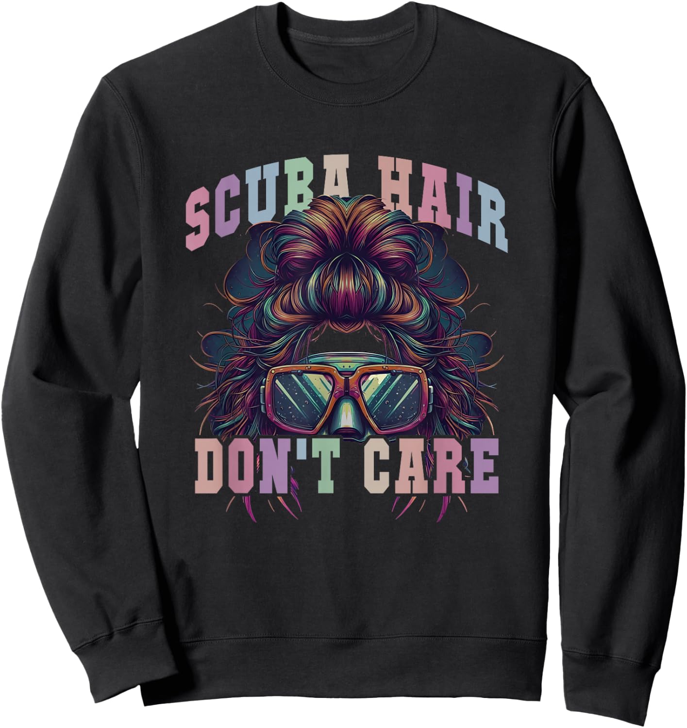 Cute SCUBA HAIR DON'T CARE Dive Squad Buddies Instructor Mom Sweatshirt - Sweatshirt | Black