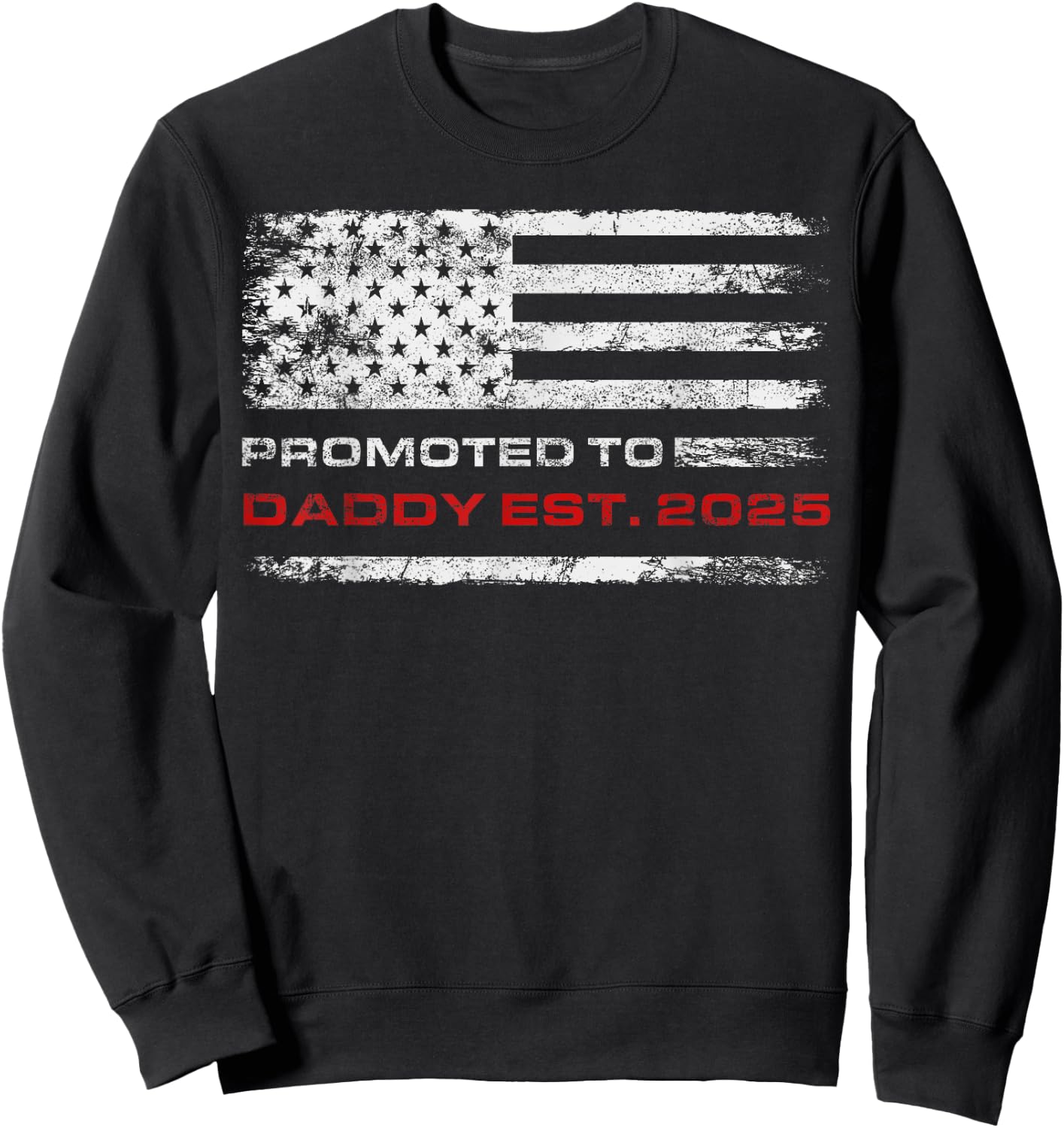 Patriotic Promoted To Daddy Est 2025 First Time Dad Sweatshirt - Sweatshirt | Black