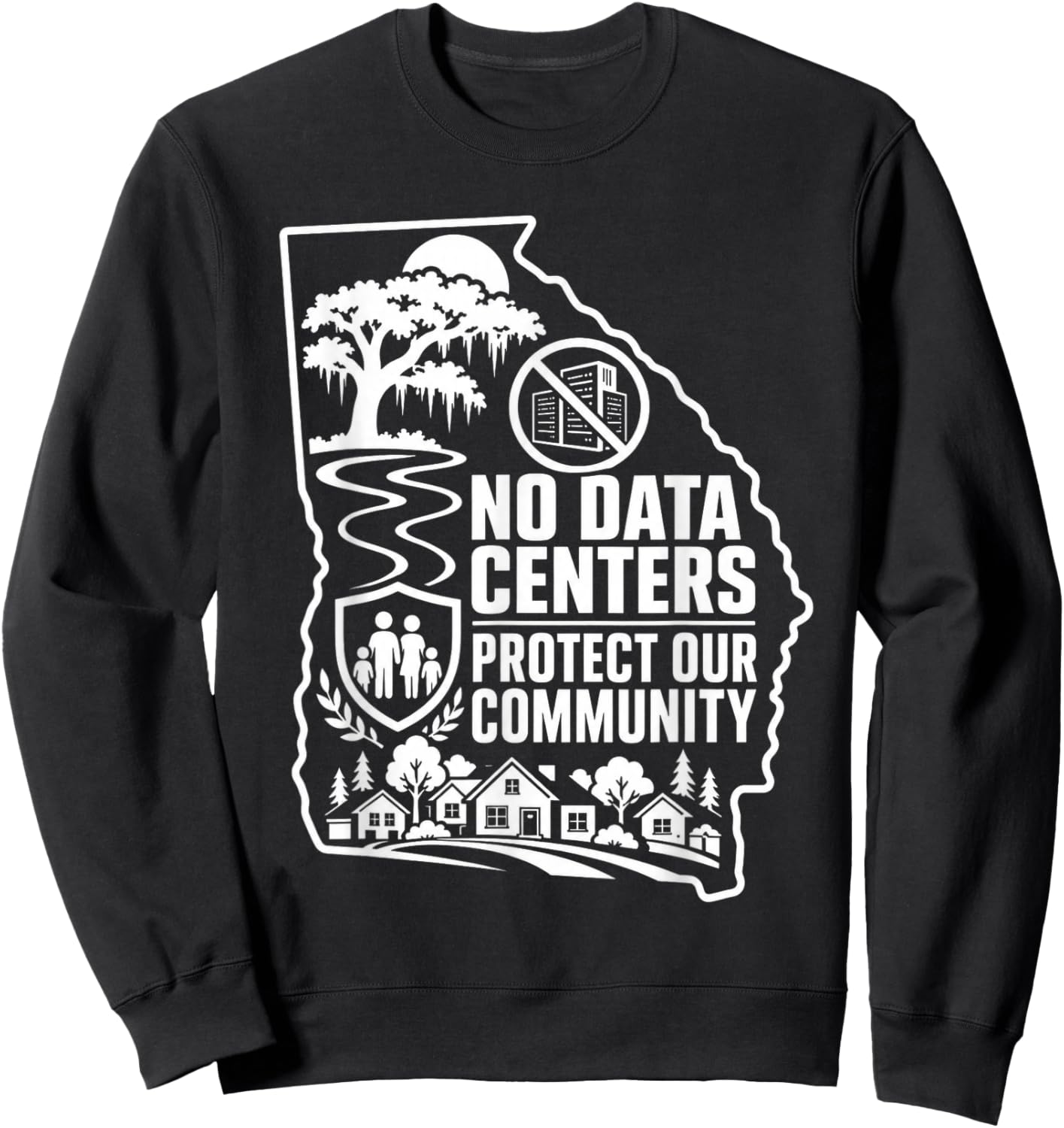 No Data Centers Protect Our Community Retro Sweatshirt - Sweatshirt | Black