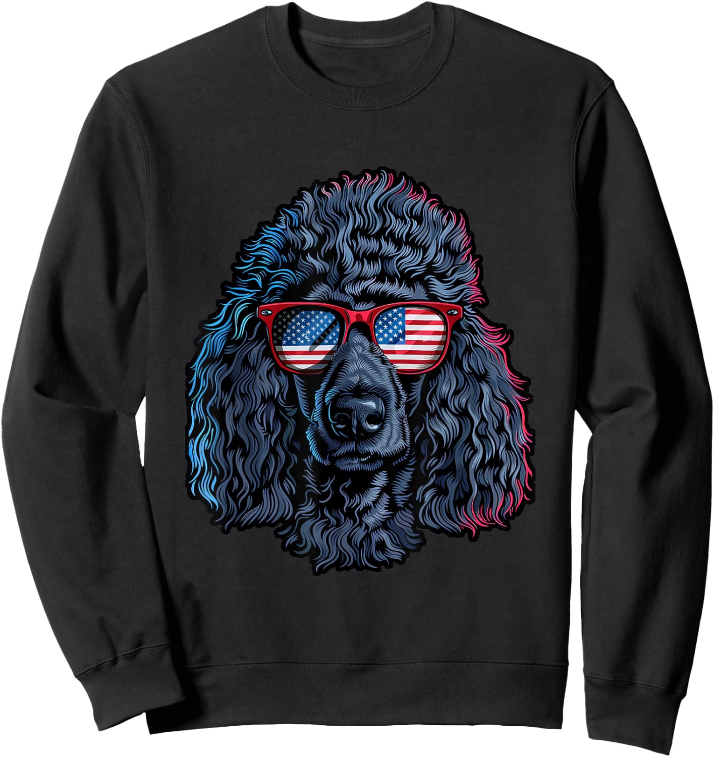 Poodle with American Sunglasses Sweatshirt - Sweatshirt | Black