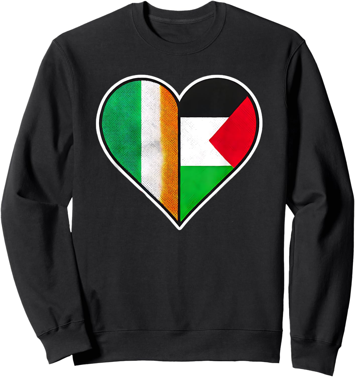Ireland and Palestine Arab Heritage Solidarity Sweatshirt - Sweatshirt | Black